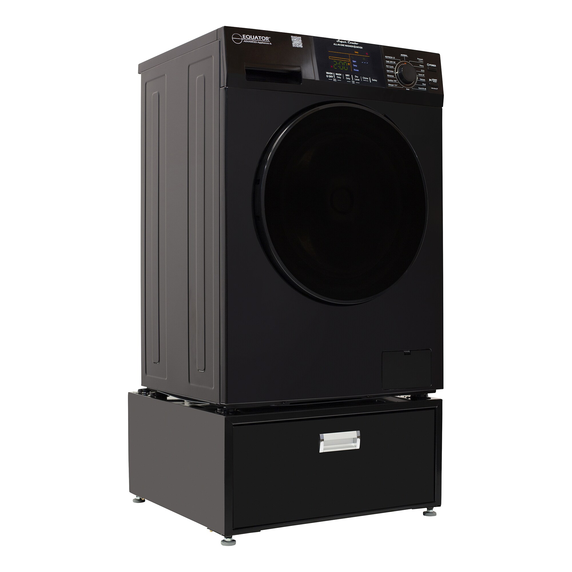 Combo de Lavadora y Secadora Todo en Uno sin Ventilación de 1.62 pies cúbicos de Capacidad en Color Negro de Equator Advanced Appliances EZ 4700 B + PDL 4455