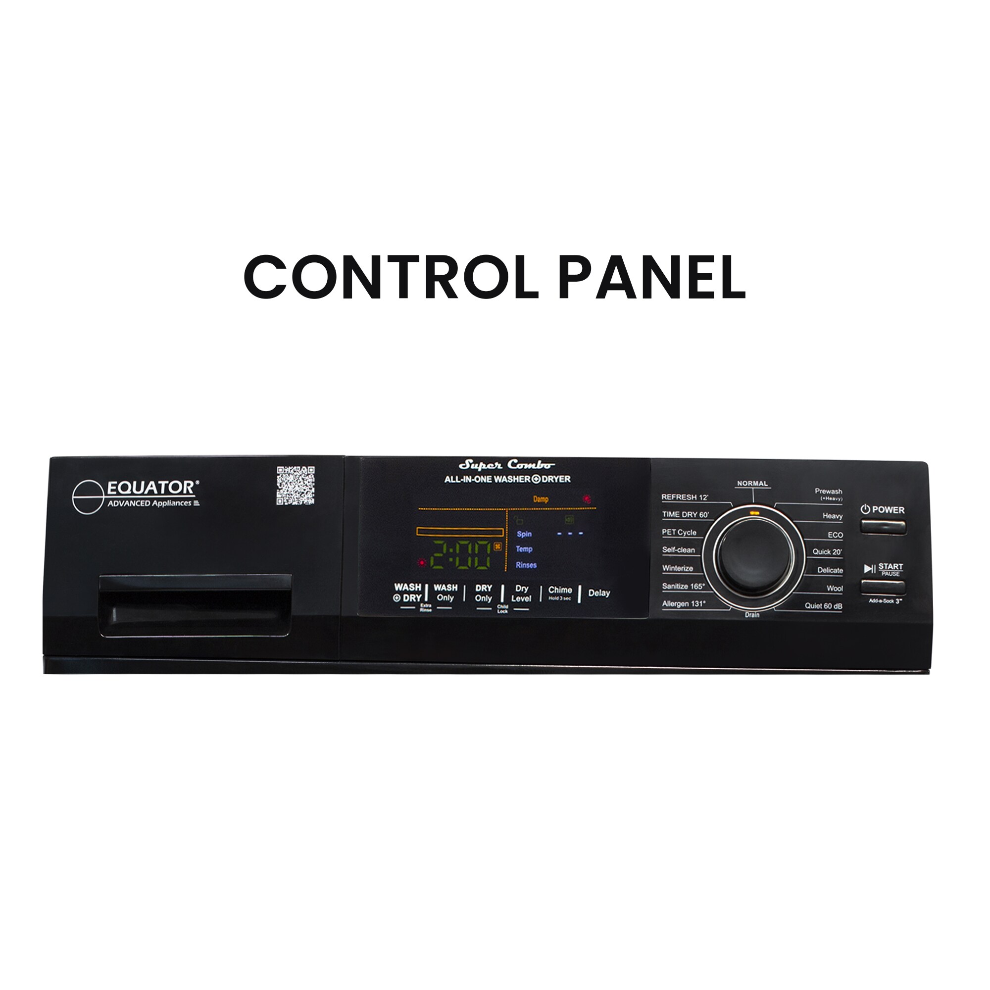 Combo Lavadora Secadora Vented Todo en Uno de Color Negro con Capacidad de 1.62 pies cúbicos de Equator Advanced Appliances EZ 4800 B + PDL 4455