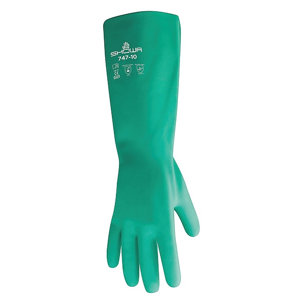 Guantes químicos resistentes Showa 19" de nitrilo, talla 7, 1 par - 747-07