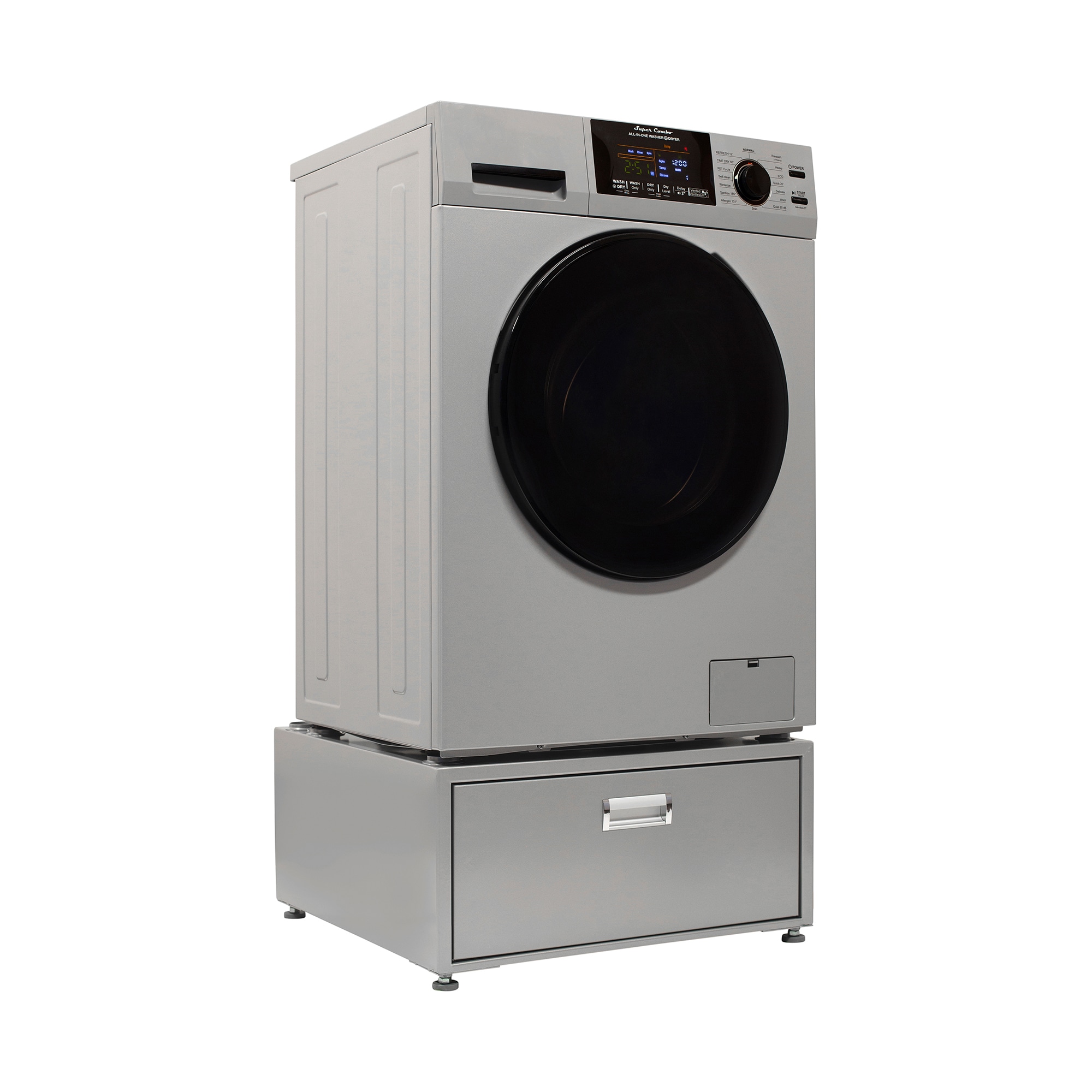 Combo Lavadora Secadora con Ventilación de 1.62 pies cúbicos y color plateado avanzado EQG 4600 S + PDL 4455