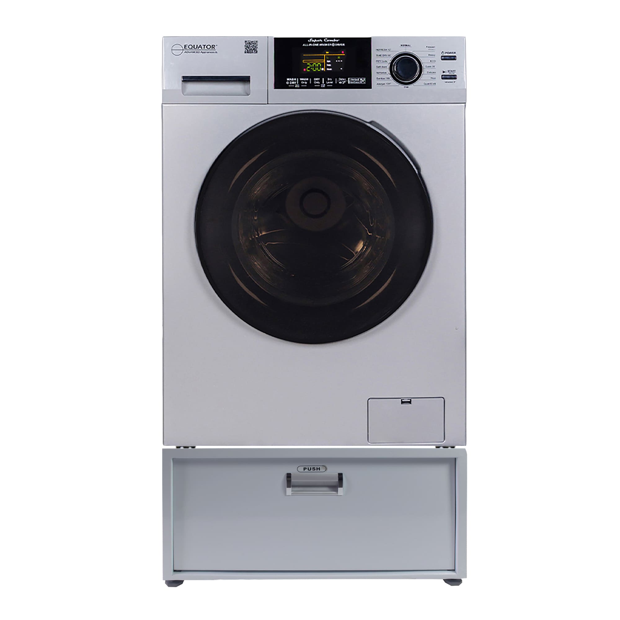 Combo Lavadora Secadora con Ventilación de 1.62 pies cúbicos y color plateado avanzado EQG 4600 S + PDL 4455