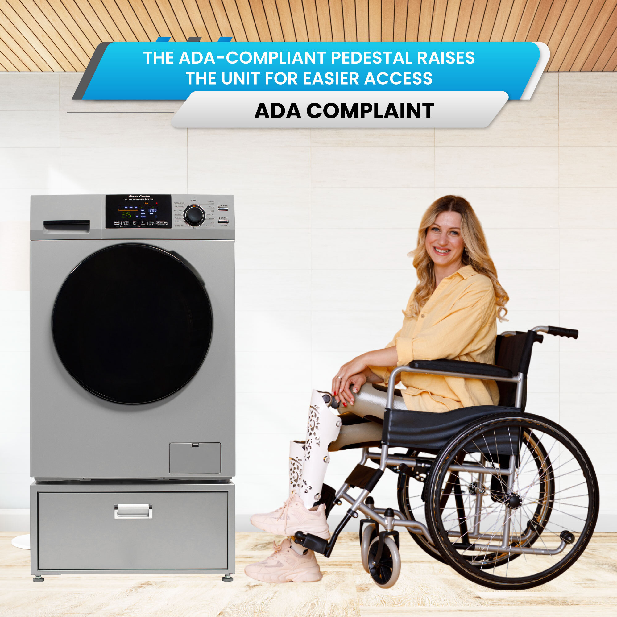 Combo Lavadora Secadora con Ventilación de 1.62 pies cúbicos y color plateado avanzado EQG 4600 S + PDL 4455