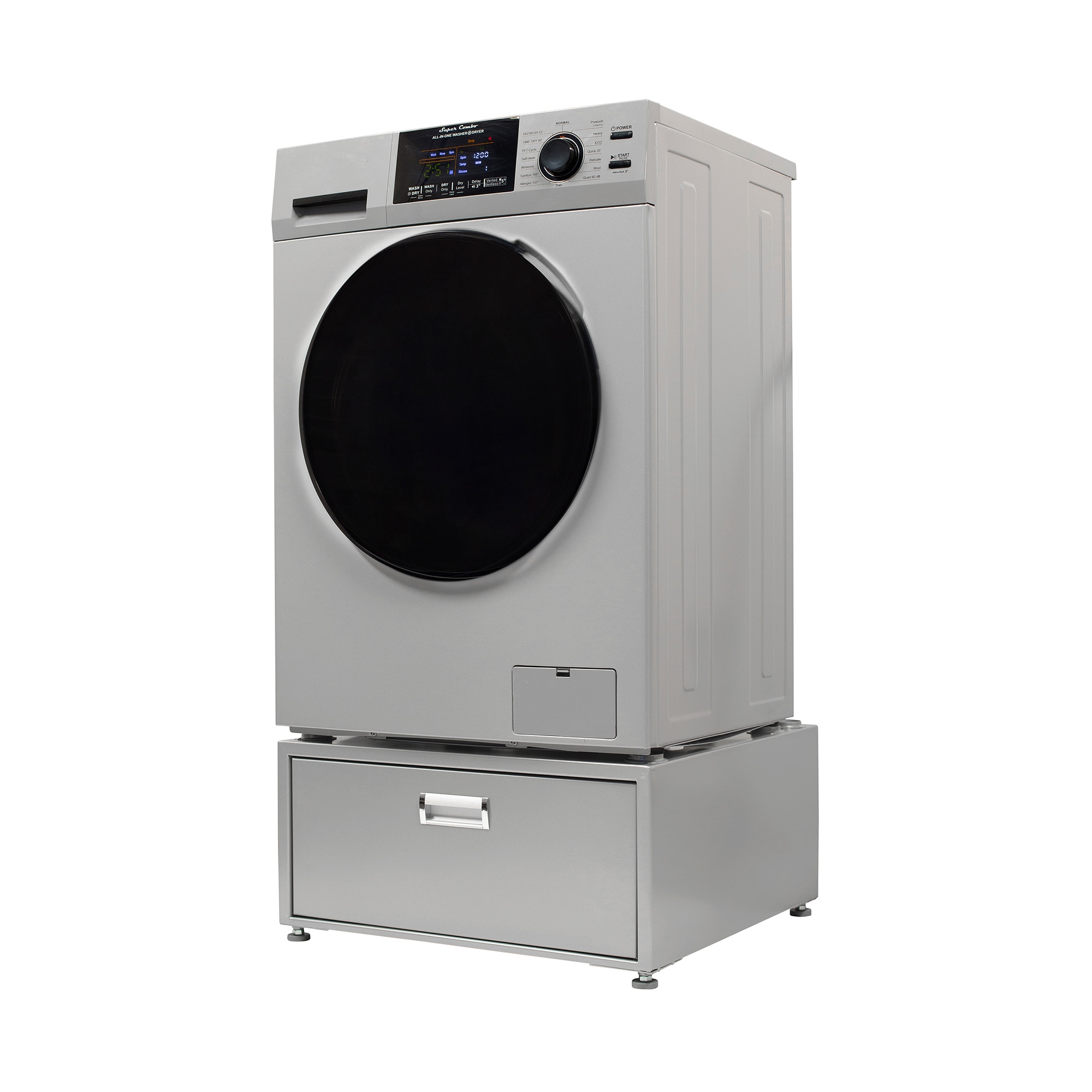Combo Lavadora Secadora con Ventilación de 1.62 pies cúbicos y color plateado avanzado EQG 4600 S + PDL 4455