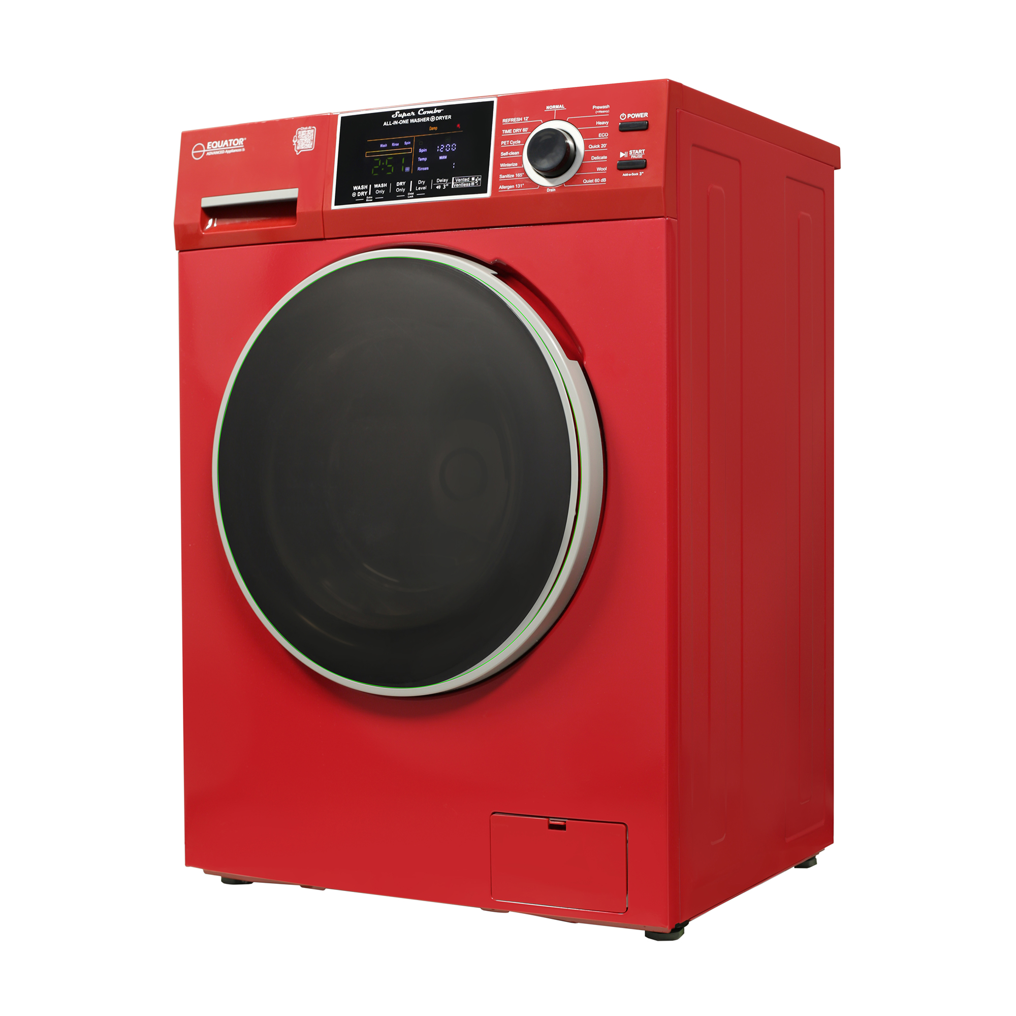 Lavadora-secadora todo en uno compacta de 1.62 pies cúbicos en color merlot para mascotas de Equator Advanced Appliances EZ 4600 M