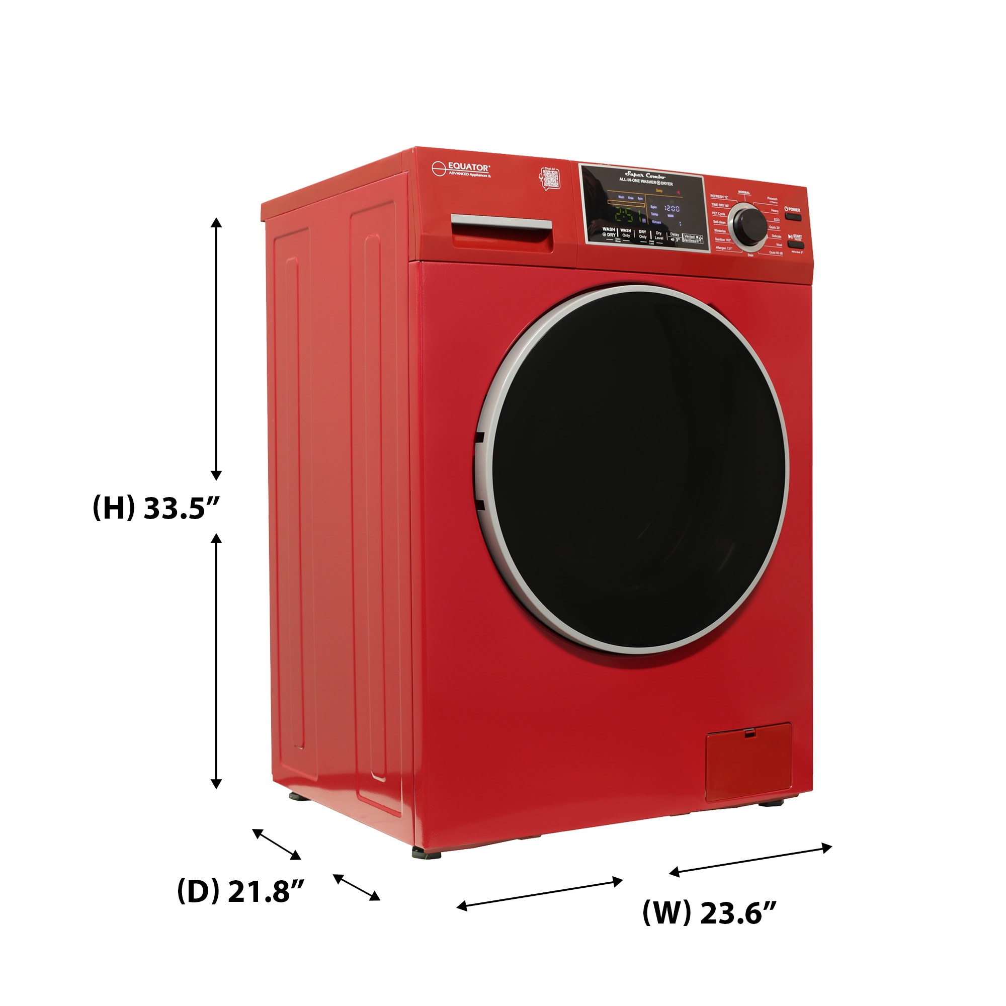 Lavadora-secadora todo en uno compacta de 1.62 pies cúbicos en color merlot para mascotas de Equator Advanced Appliances EZ 4600 M