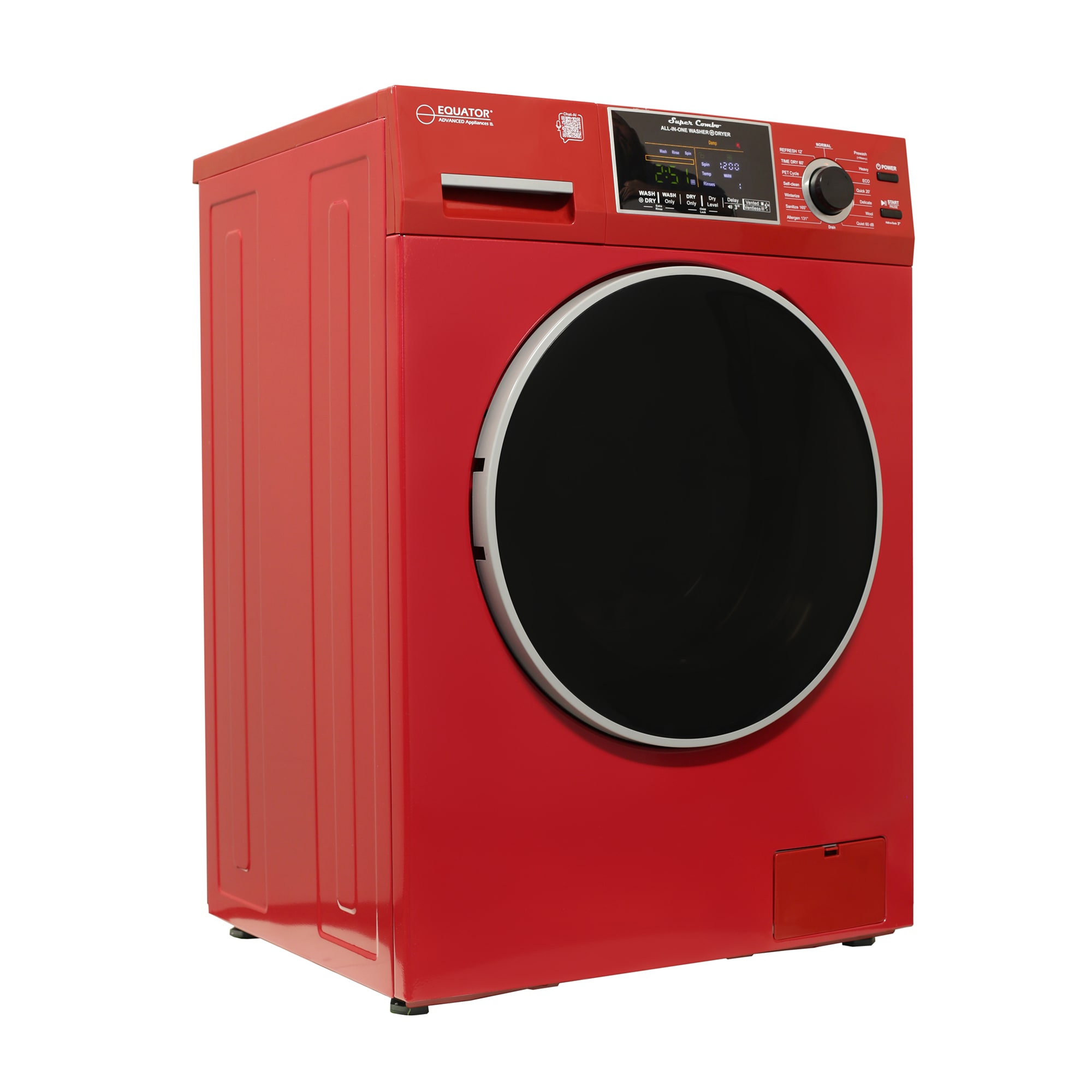 Lavadora-secadora todo en uno compacta de 1.62 pies cúbicos en color merlot para mascotas de Equator Advanced Appliances EZ 4600 M