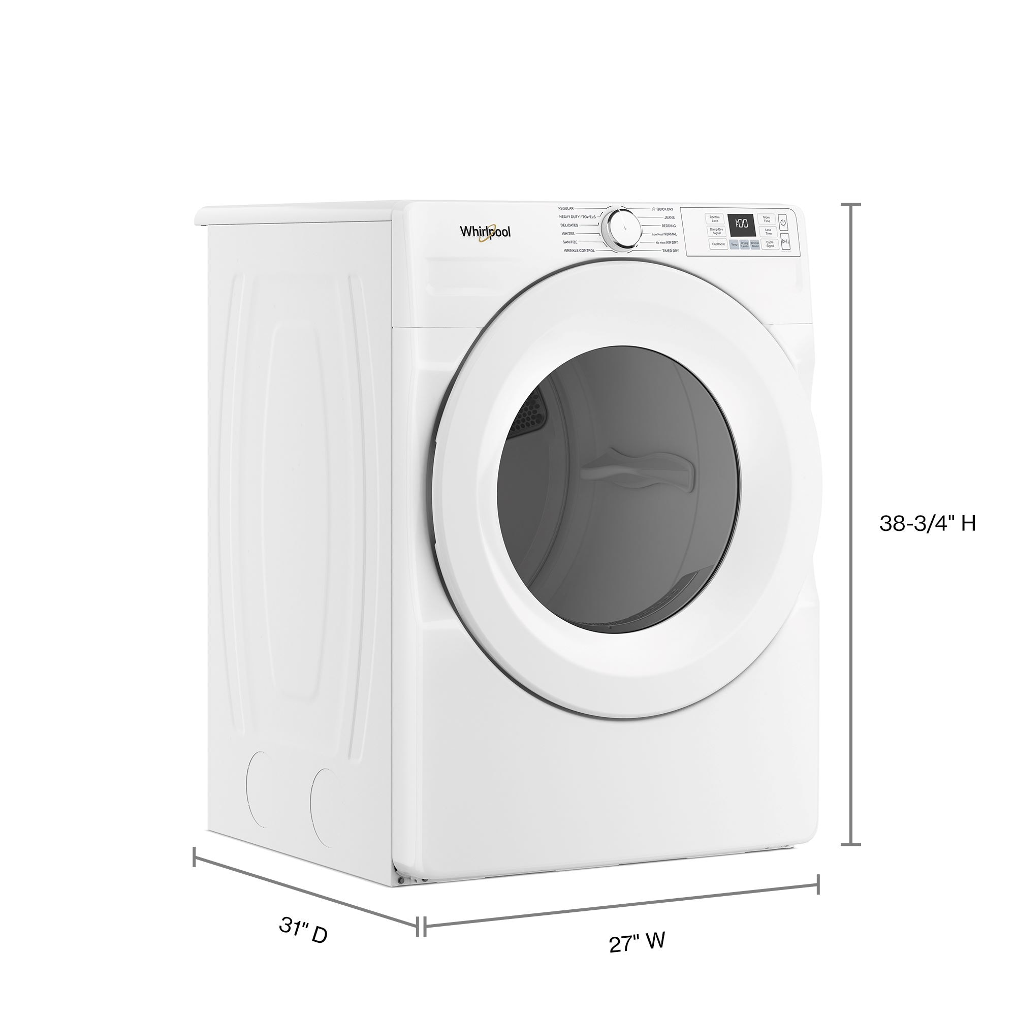 Secadora eléctrica ventilada de Whirlpool de 7.4 pies cúbicos (blanca) WED4720RW