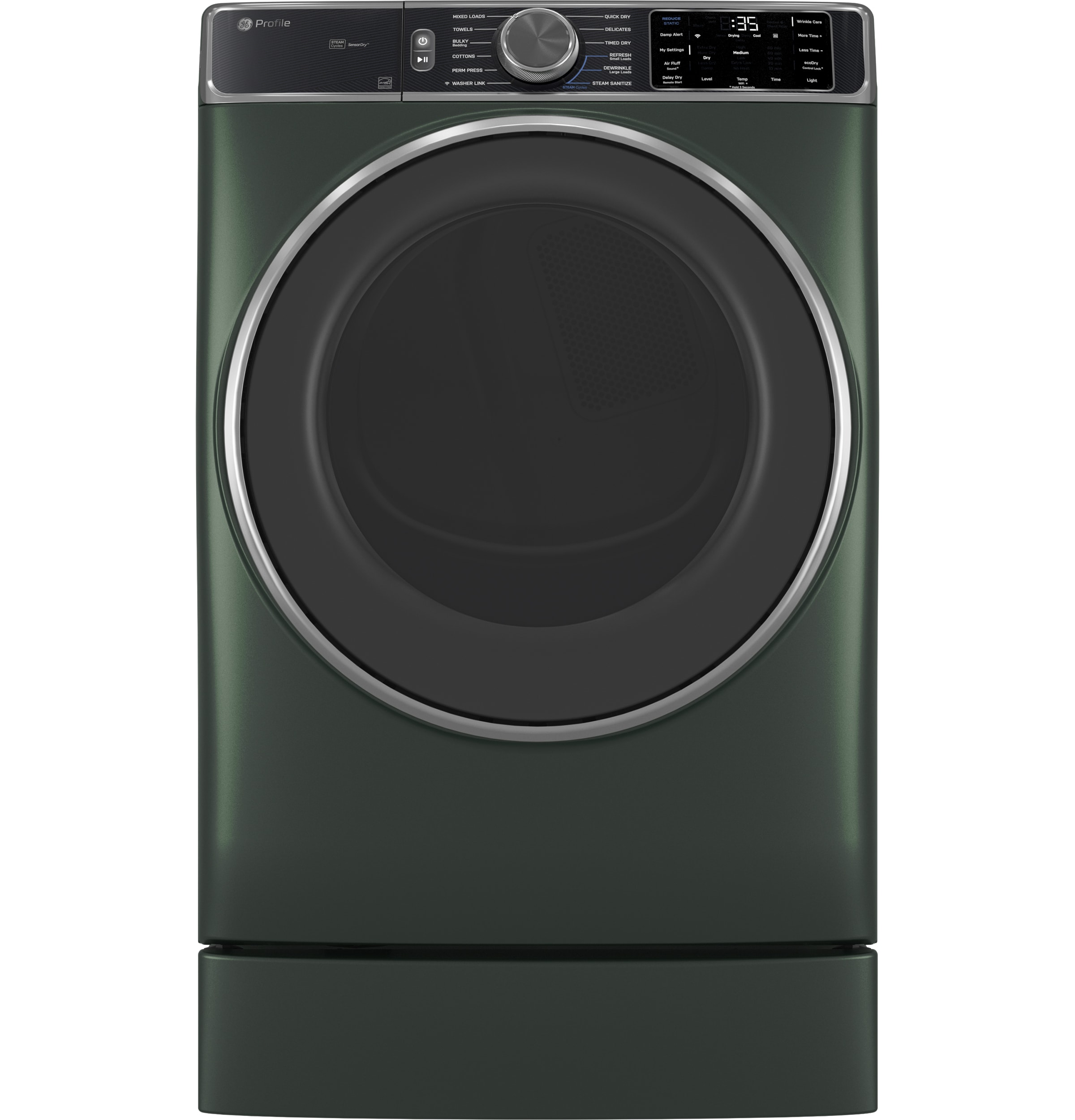 Secadora eléctrica apilable con ciclo de vapor de 7.8 pies cúbicos (verde jade) certificada Energy Star de GE Profile