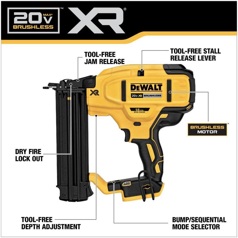 DEWALT 20V MAX XR Clavadora inalámbrica eléctrica de calibre 18 y clavadora de acabado angular inalámbrica de calibre 15 DEWALT 20V MAX XR - DCN680BW650B