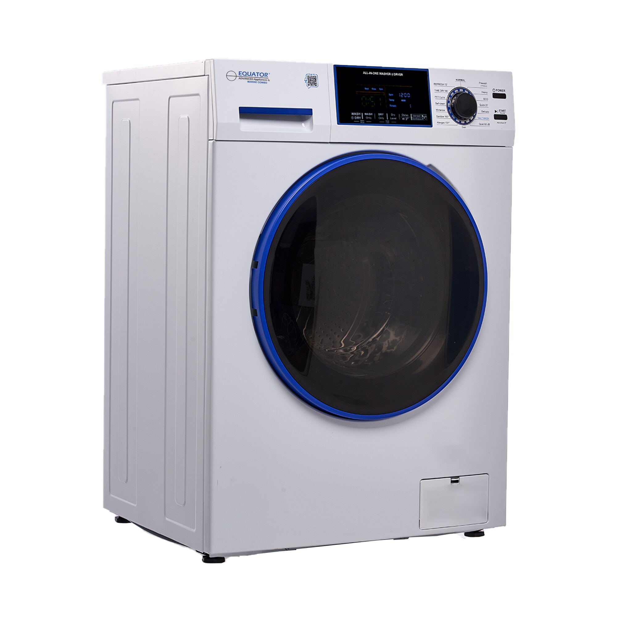 Combo Lavadora Secadora Todo en Uno de 1.62 pies cúbicos, Blanca con Ventilación Avanzada EZ 4650 CV MARINE de Equator Advanced Appliances