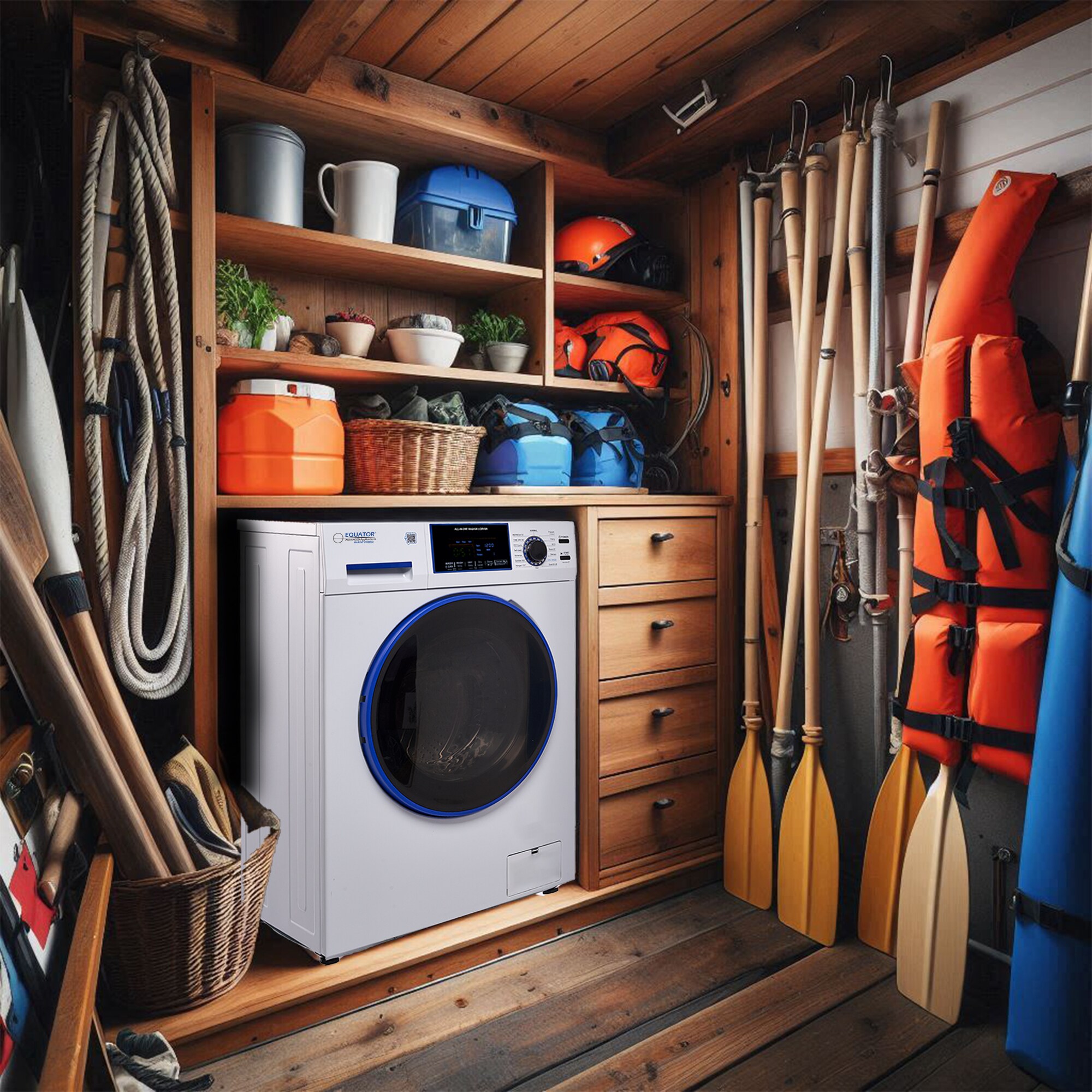 Combo Lavadora Secadora Todo en Uno de 1.62 pies cúbicos, Blanca con Ventilación Avanzada EZ 4650 CV MARINE de Equator Advanced Appliances