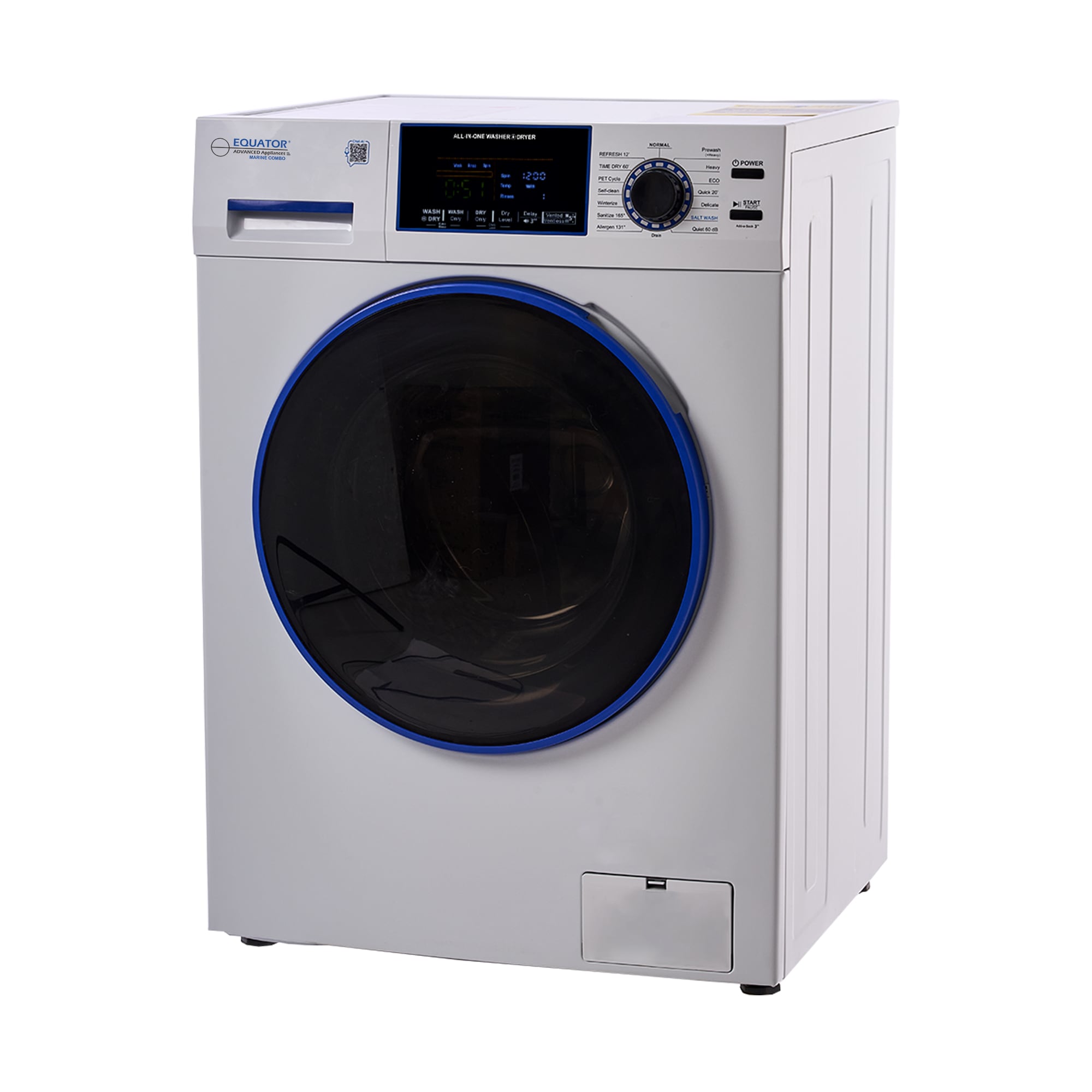 Combo Lavadora Secadora Todo en Uno de 1.62 pies cúbicos, Blanca con Ventilación Avanzada EZ 4650 CV MARINE de Equator Advanced Appliances