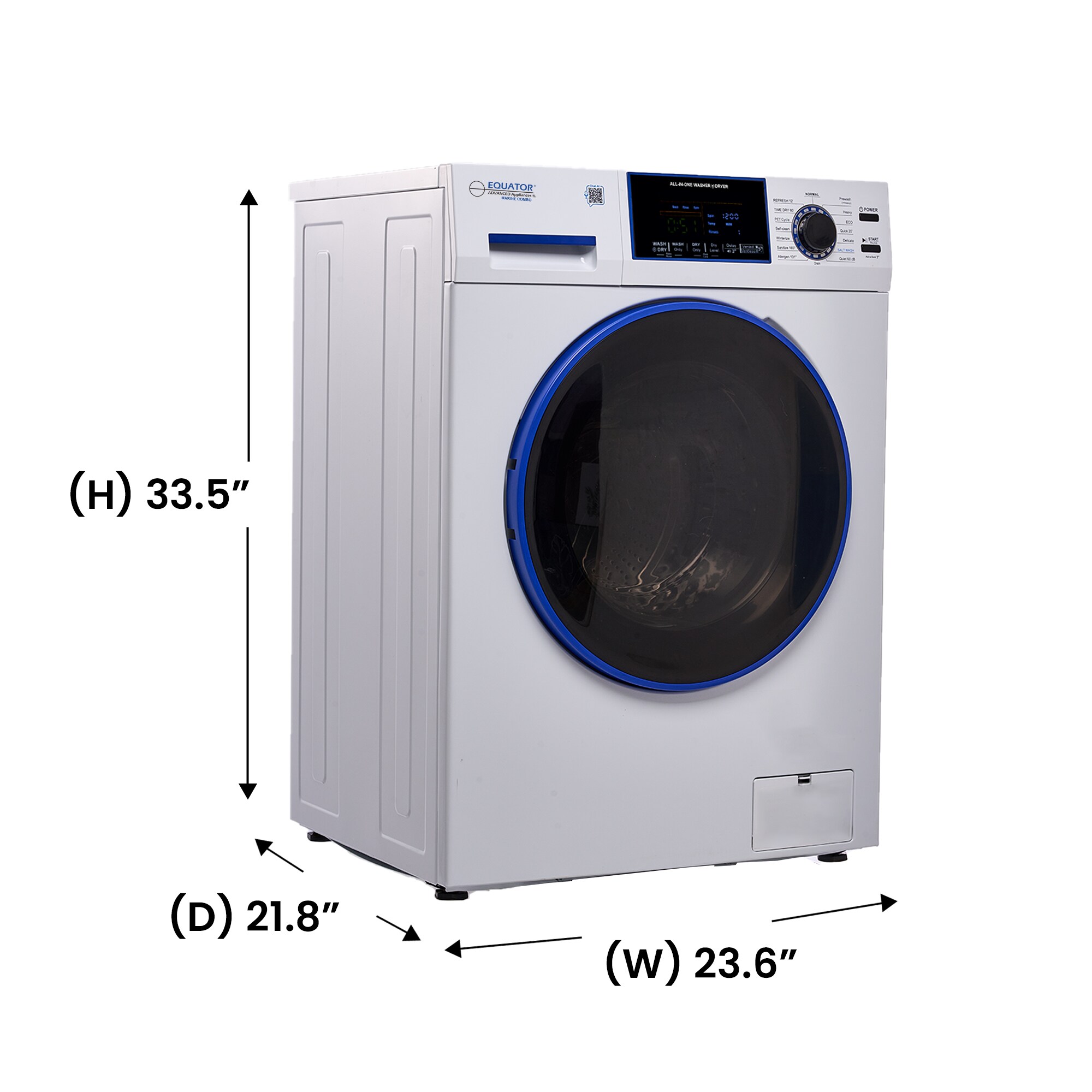 Combo Lavadora Secadora Todo en Uno de 1.62 pies cúbicos, Blanca con Ventilación Avanzada EZ 4650 CV MARINE de Equator Advanced Appliances