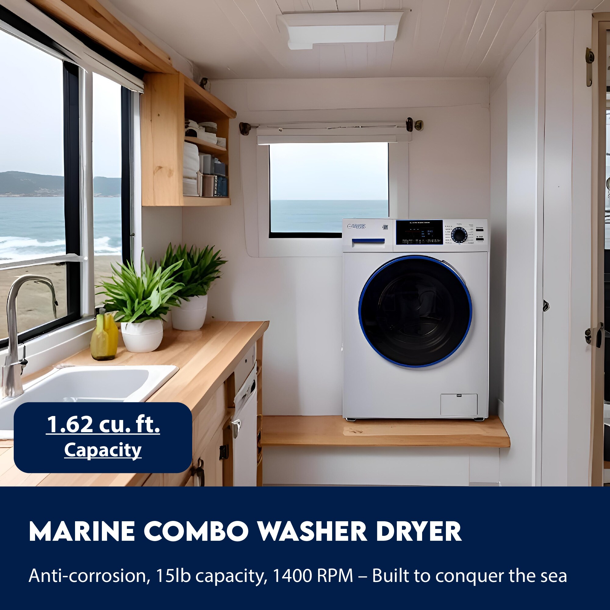 Combo Lavadora Secadora Todo en Uno de 1.62 pies cúbicos, Blanca con Ventilación Avanzada EZ 4650 CV MARINE de Equator Advanced Appliances