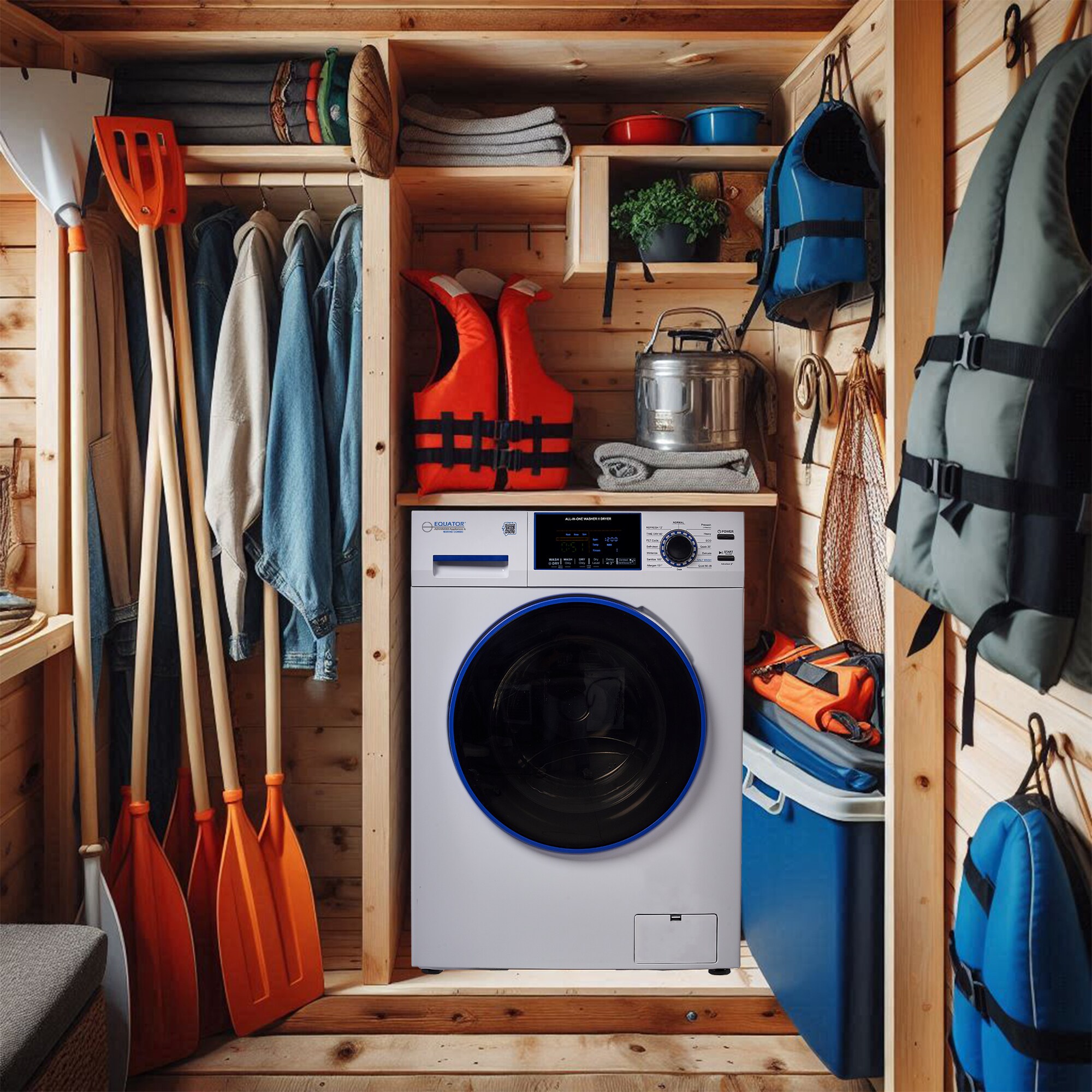 Combo Lavadora Secadora Todo en Uno de 1.62 pies cúbicos, Blanca con Ventilación Avanzada EZ 4650 CV MARINE de Equator Advanced Appliances