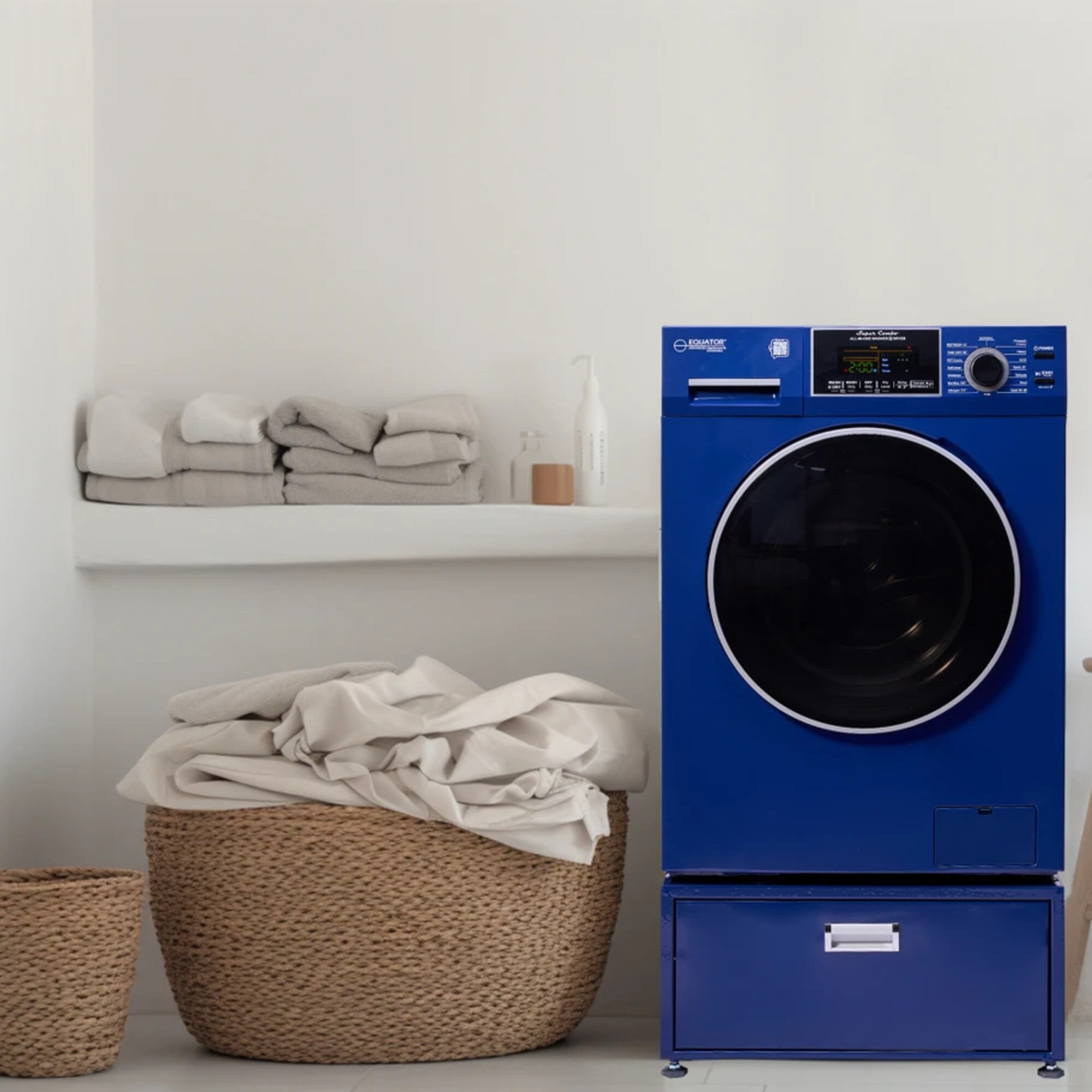 Combo Lavadora-Secadora todo en uno con ventilación azul de 1.9 pies cúbicos de capacidad EZ5500 + PDL 4455 MB de Equator Advanced Appliances
