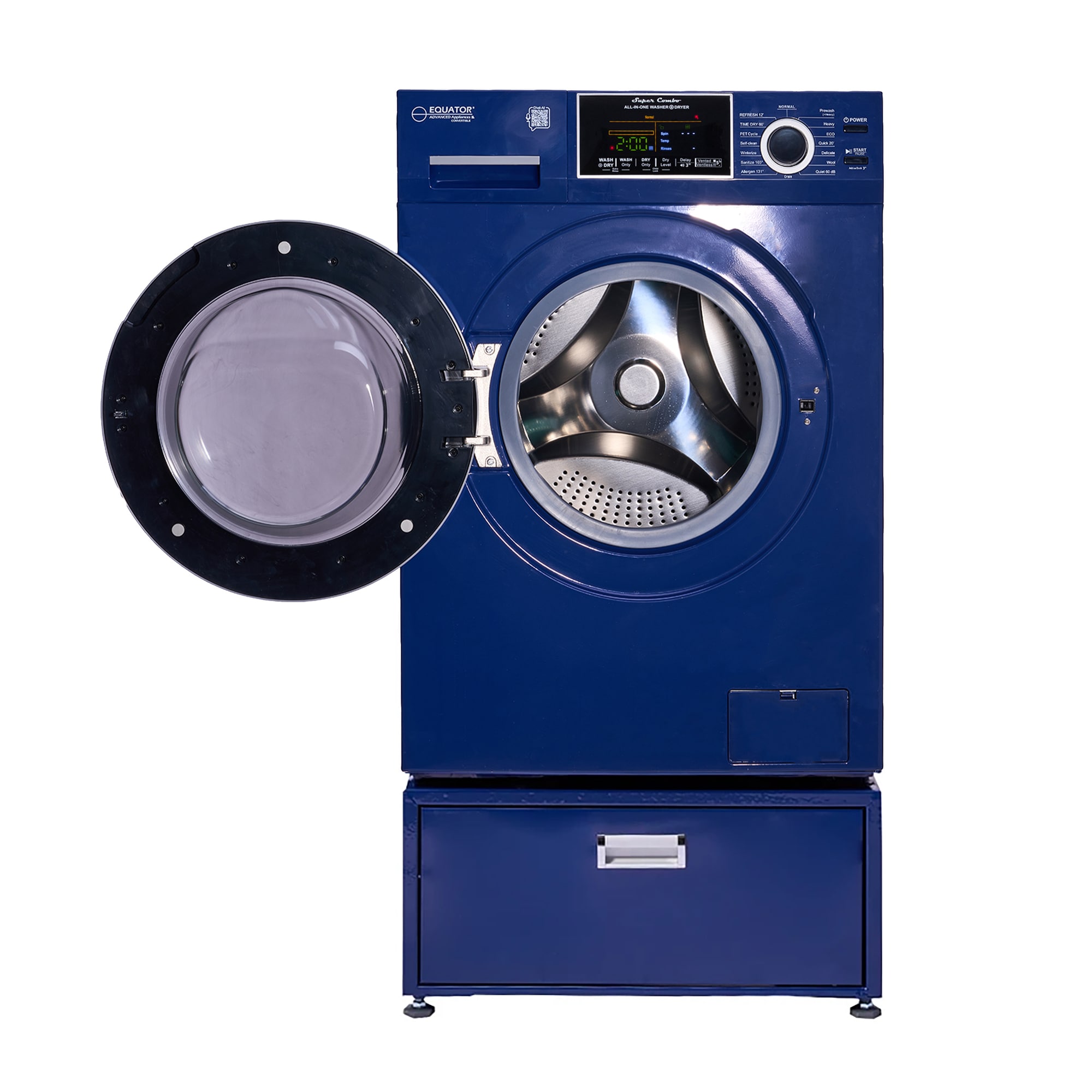 Combo Lavadora-Secadora todo en uno con ventilación azul de 1.9 pies cúbicos de capacidad EZ5500 + PDL 4455 MB de Equator Advanced Appliances