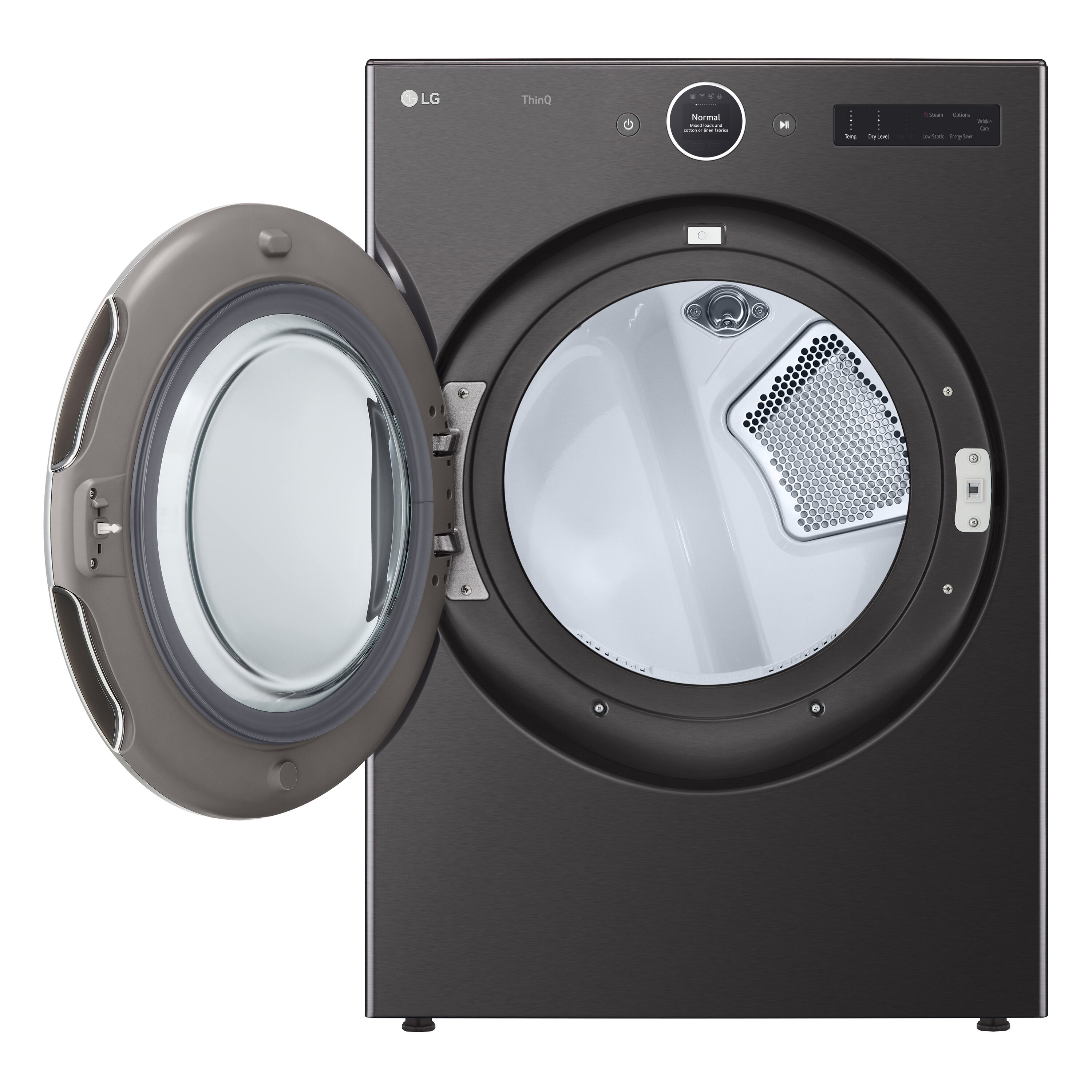 Secadora a gas compatible con vapor empotrable de 7.4 pies cúbicos de LG (Acero Negro) con ciclo inteligente y compatible con energía Star Certified DLGX6701B