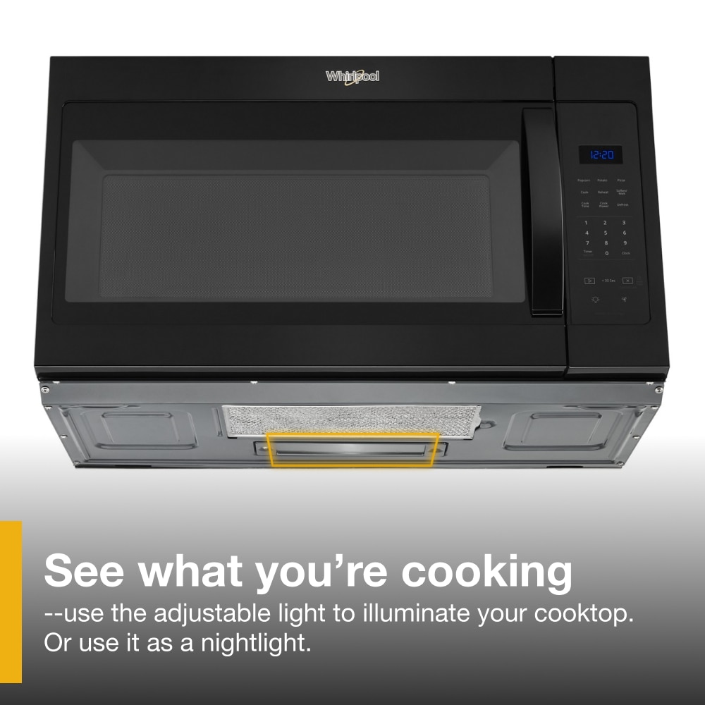 Microondas de pared de 1.7 pies cúbicos con ventilador de 2 velocidades Whirlpool de 29.94 pulgadas (Negro)