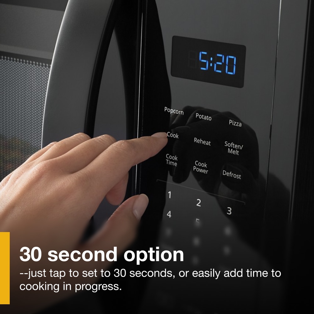 Microondas de pared de 1.7 pies cúbicos con ventilador de 2 velocidades Whirlpool de 29.94 pulgadas (Negro)