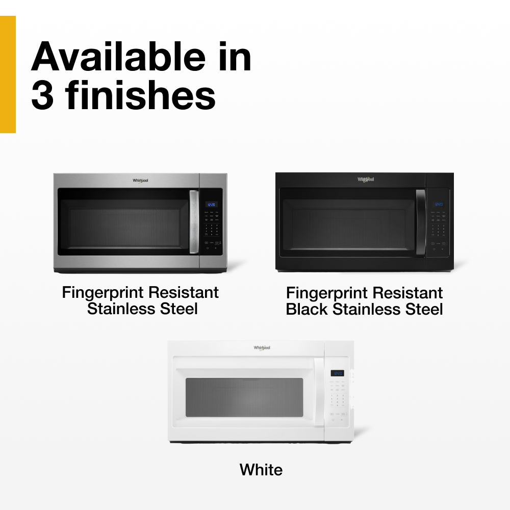 Horno de Microondas de 1.7 pies cúbicos en color Blanco de 29.94 pulgadas para montar sobre la estufa con ventilador de 2 velocidades Whirlpool