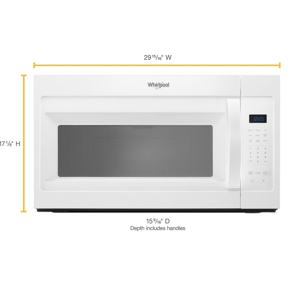 Horno de Microondas de 1.7 pies cúbicos en color Blanco de 29.94 pulgadas para montar sobre la estufa con ventilador de 2 velocidades Whirlpool
