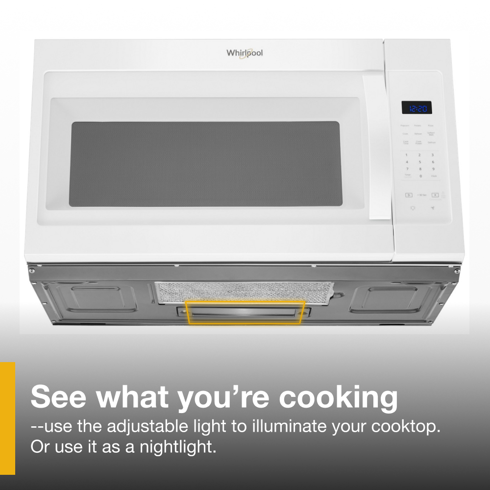 Horno de Microondas de 1.7 pies cúbicos en color Blanco de 29.94 pulgadas para montar sobre la estufa con ventilador de 2 velocidades Whirlpool