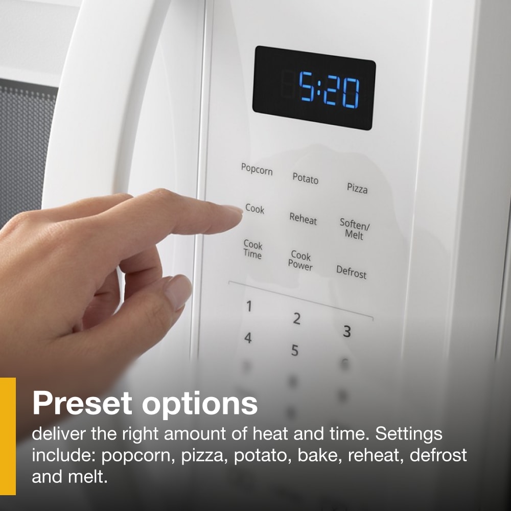 Horno de Microondas de 1.7 pies cúbicos en color Blanco de 29.94 pulgadas para montar sobre la estufa con ventilador de 2 velocidades Whirlpool