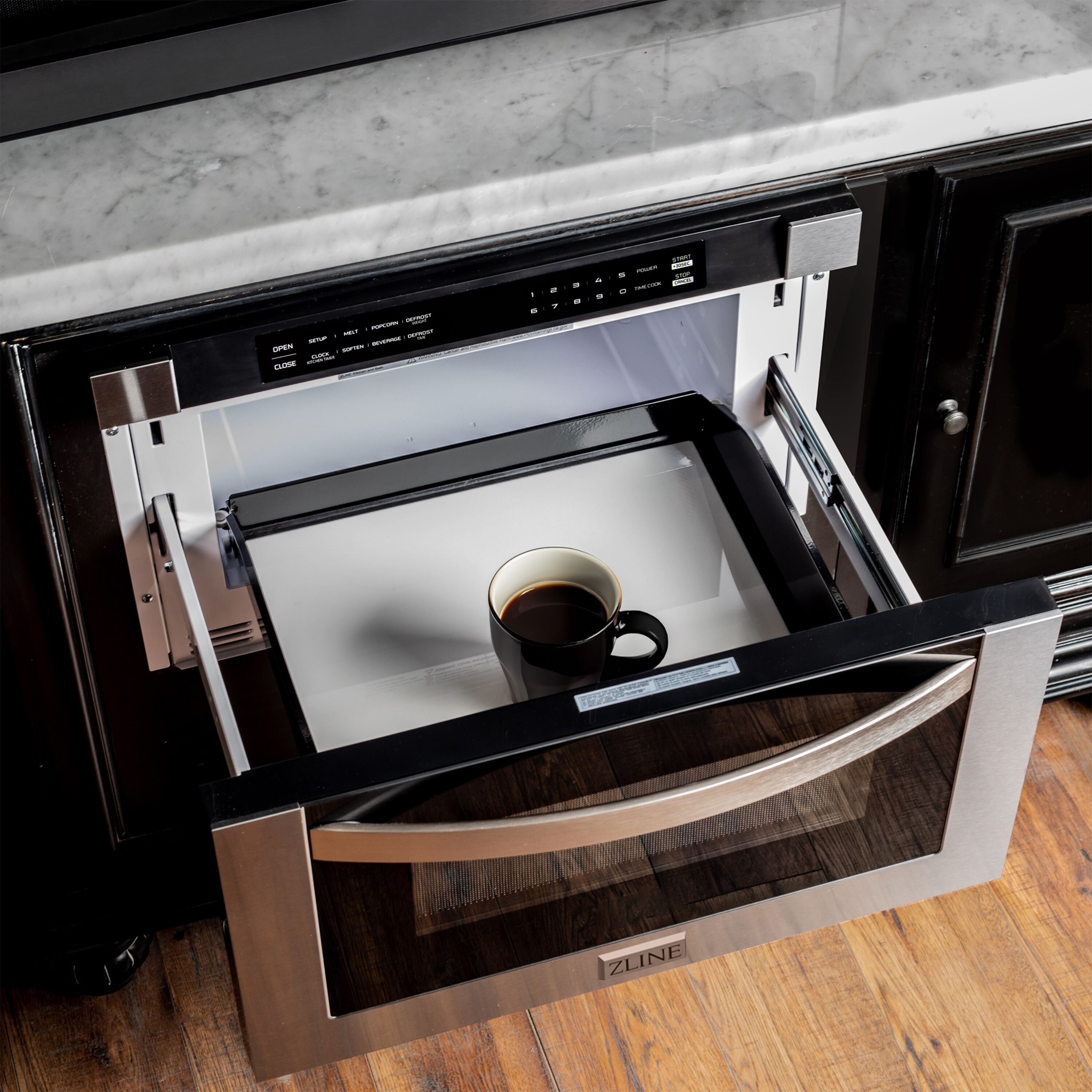 Cajón de Microondas ZLINE KITCHEN & BATH de 23.5 pulgadas y 1.2 pies cúbicos, 1000 Watts (Acero Inoxidable, Mango Moderno) MWD-1