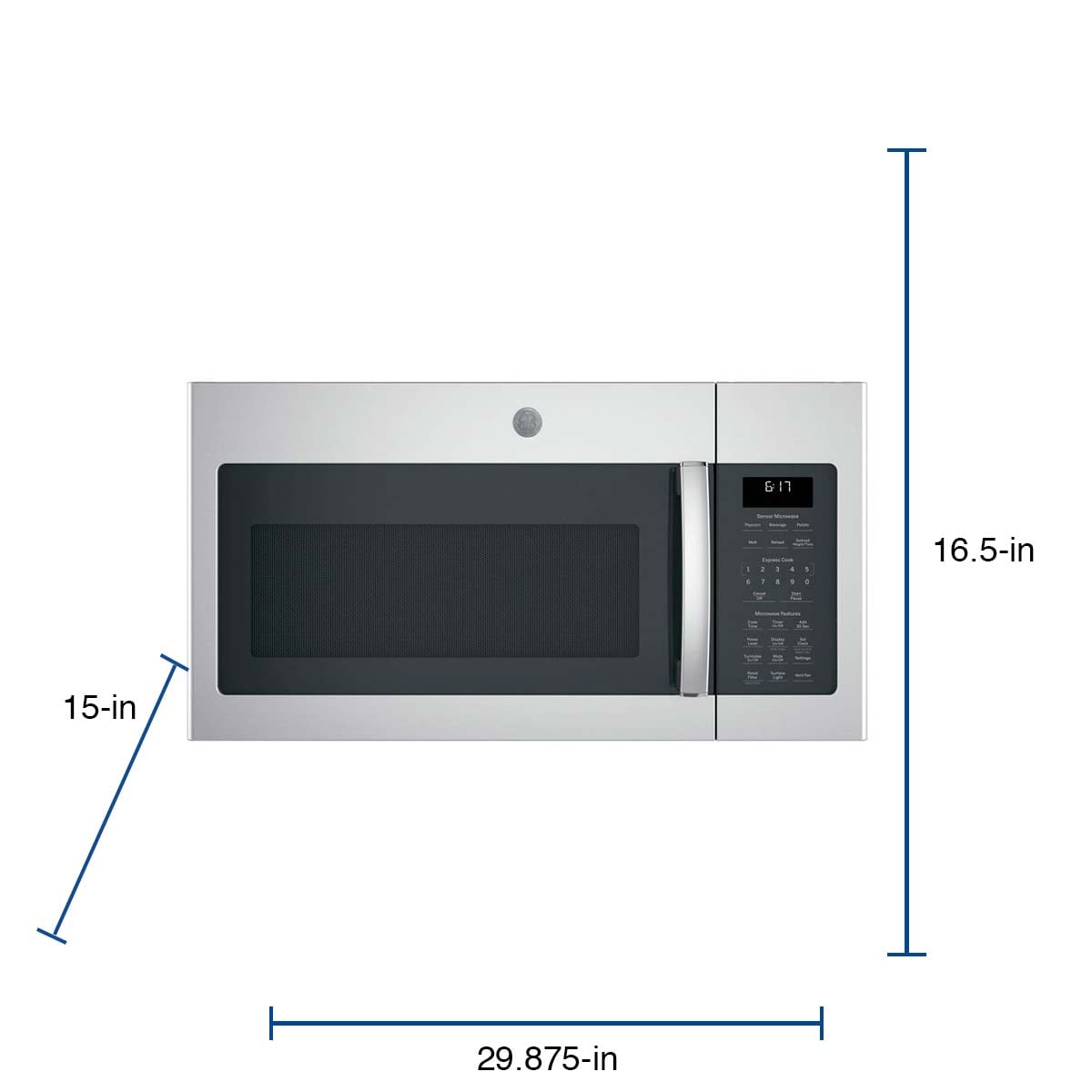Microondas de 1.7 pies cúbicos de GE sobre la estufa con cocción sensorial (Acero inoxidable resistente a las huellas dactilares) 29.9 pulgadas - JVM6175YKFS