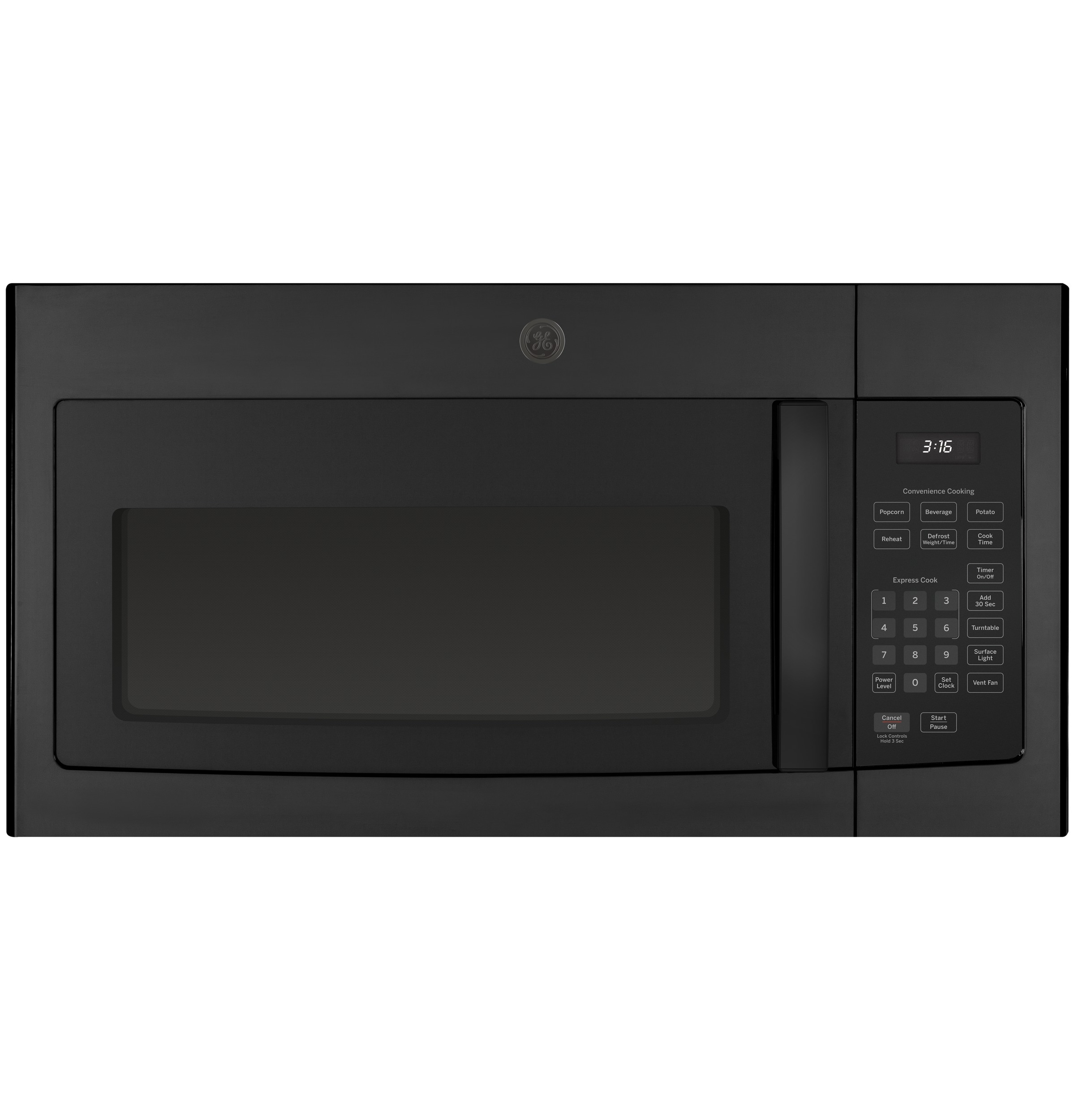 Microondas sobre la estufa de 1.6 pies cúbicos y 29.875 pulgadas (negro) JVM3160DFBB de GE