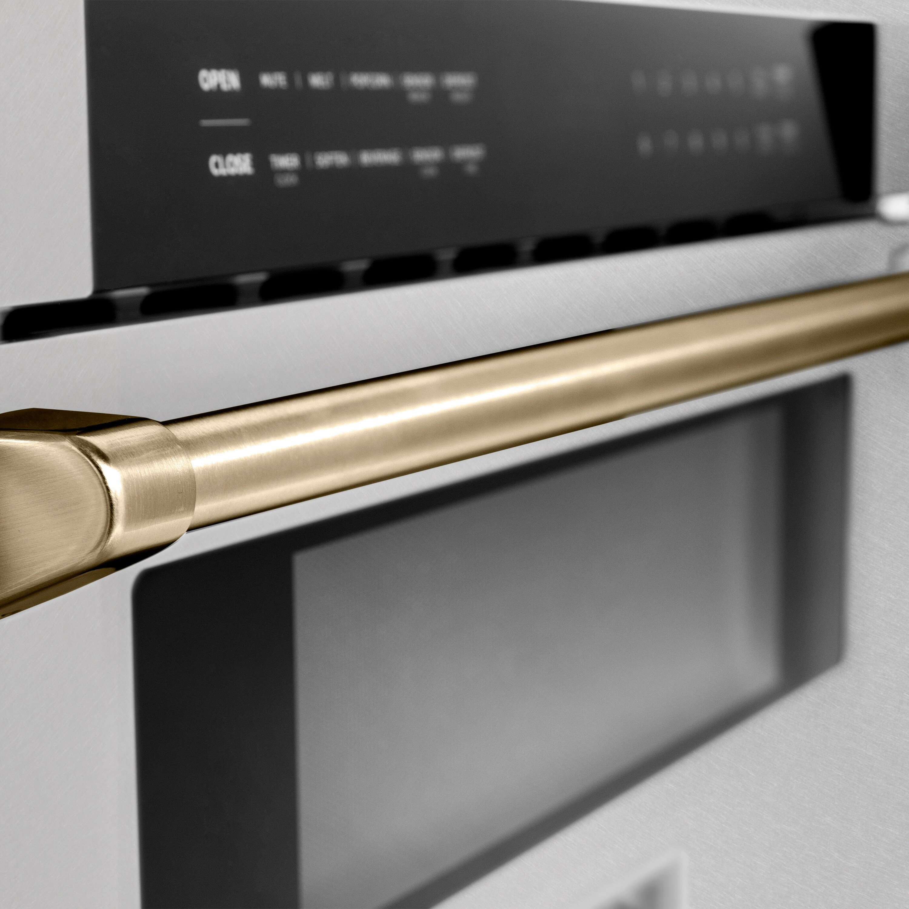 Cajón de Microondas de Acero Inoxidable Resistente a Huellas con Asa de Bronce Champán de 29.75 pulgadas y 1.2 pies cúbicos de ZLINE KITCHEN & BATH (MWDZ-30-SS-CB)