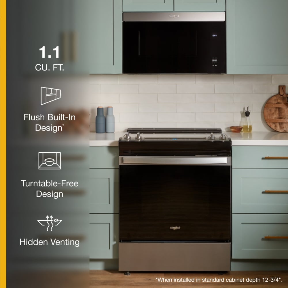 Microondas Empotrado de Diseño con 1.1 pies cúbicos y 30 pulgadas con Función de Cocina con Sensor (Negro Acero Inoxidable)