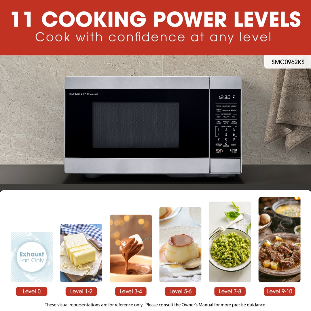 Microondas de Countertop de 0.9 pies cúbicos (menos de 1.5 pies cúbicos) y 900 Watts en Acero Inoxidable