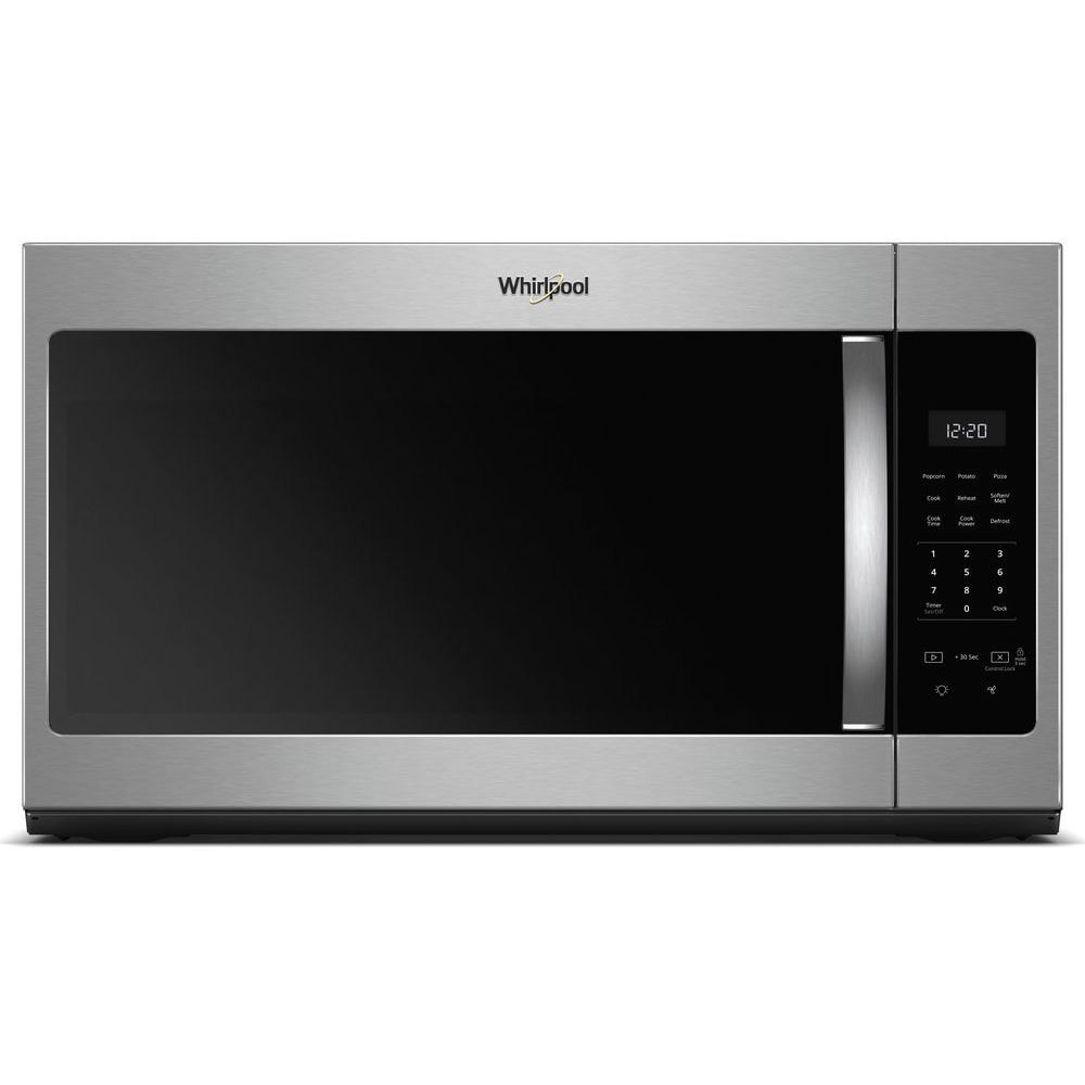 Microondas de 2 velocidades Whirlpool de 1.7 pies cúbicos y 29.94 pulgadas en acero inoxidable para montaje sobre la estufa