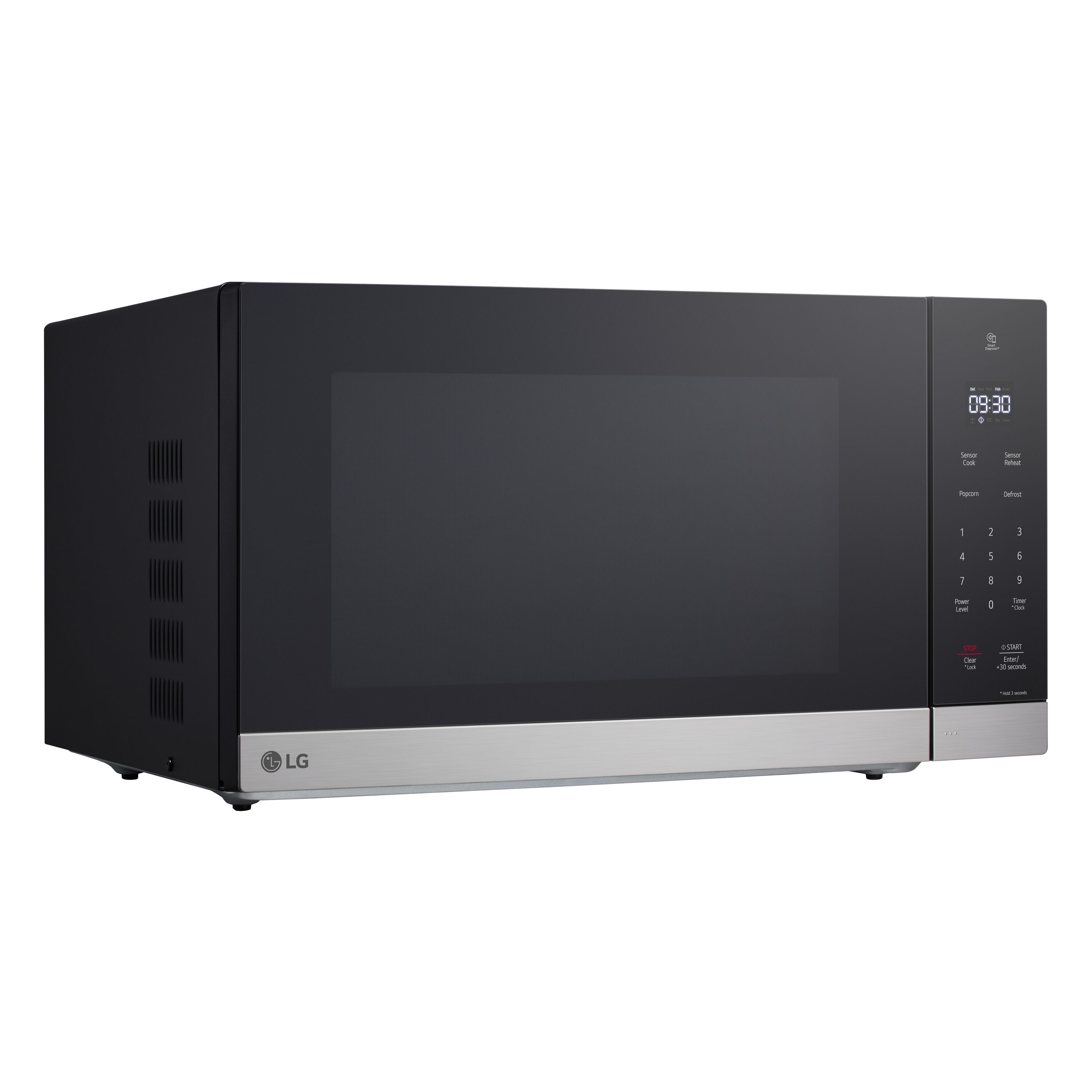 Microondas de mostrador LG de 2 pies cúbicos y 1200 vatios con controles de cocción sensorial (Acero inoxidable) MSER2090S.