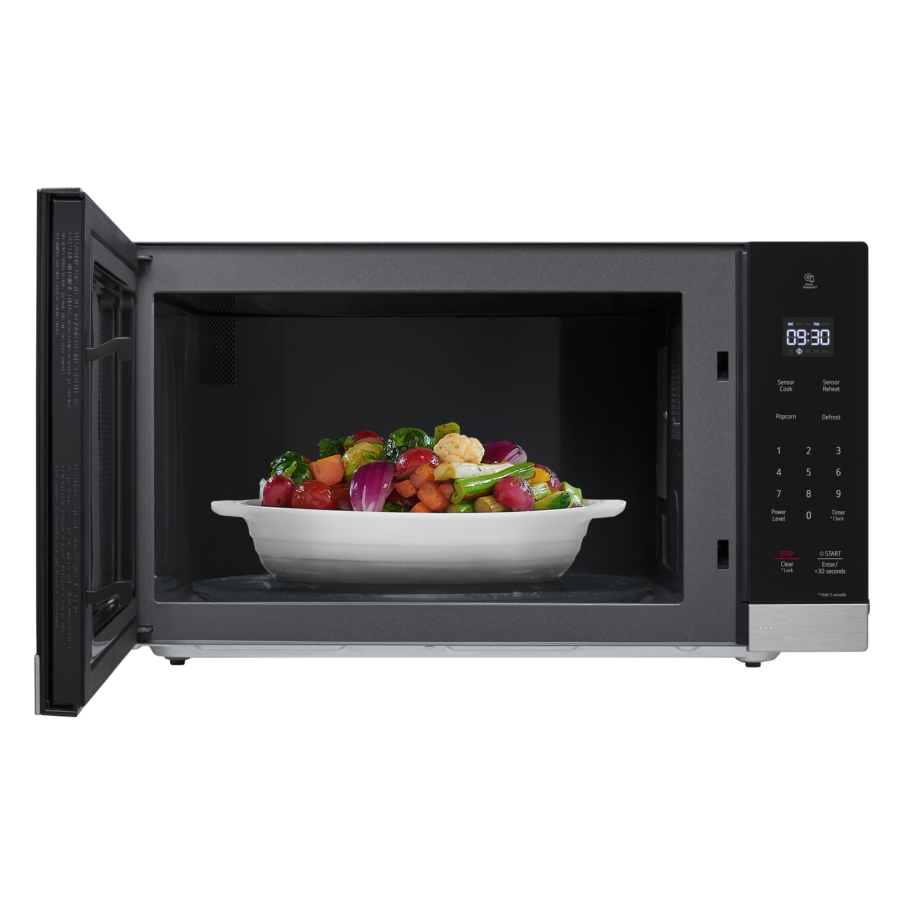 Microondas de mostrador LG de 2 pies cúbicos y 1200 vatios con controles de cocción sensorial (Acero inoxidable) MSER2090S.