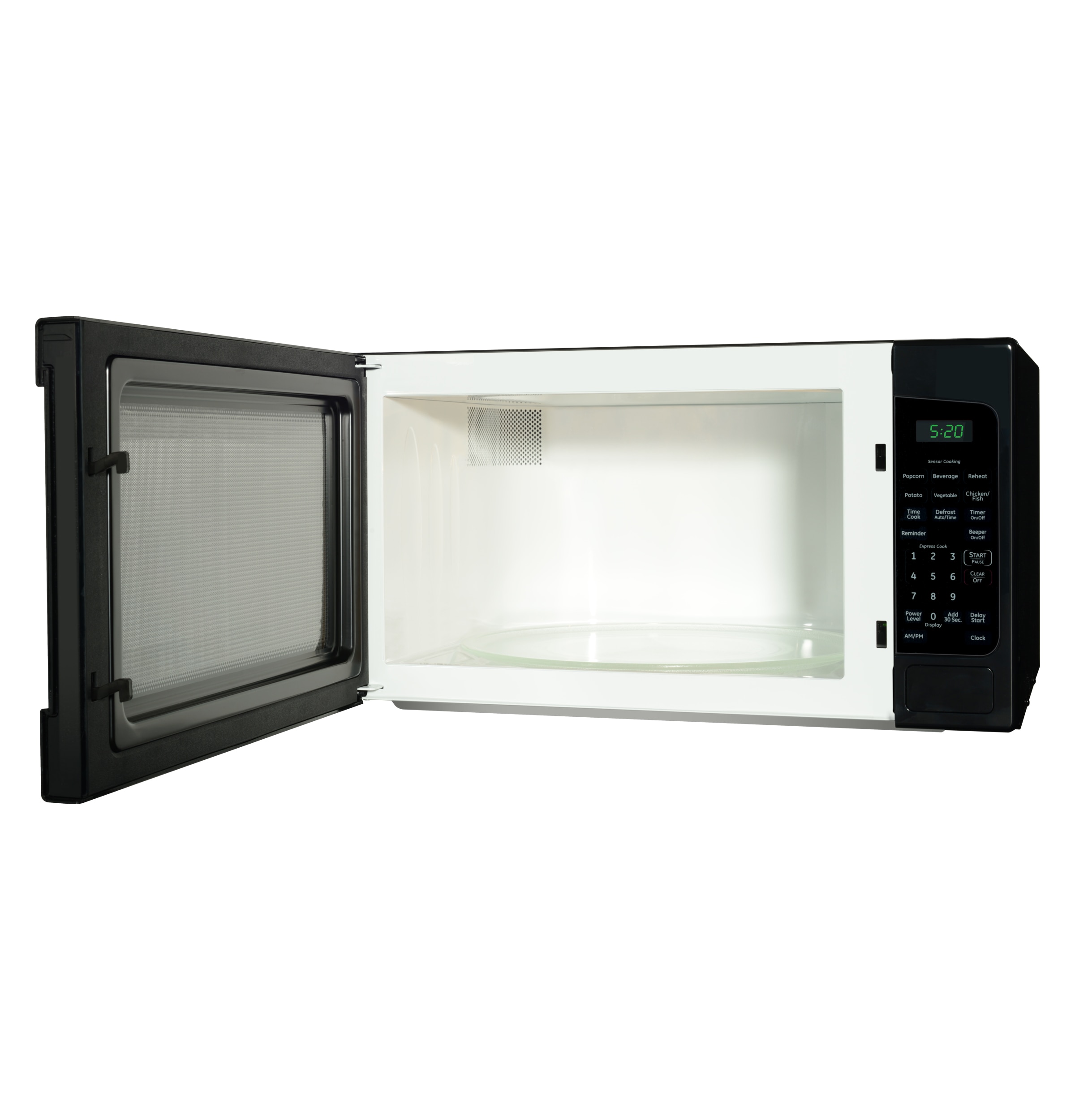 Microondas de encimera GE de 2.0 pies cúbicos de capacidad (Mayor a 1.5 pies cúbicos) con controles de cocción con sensor de 1200 watts (Negro)
