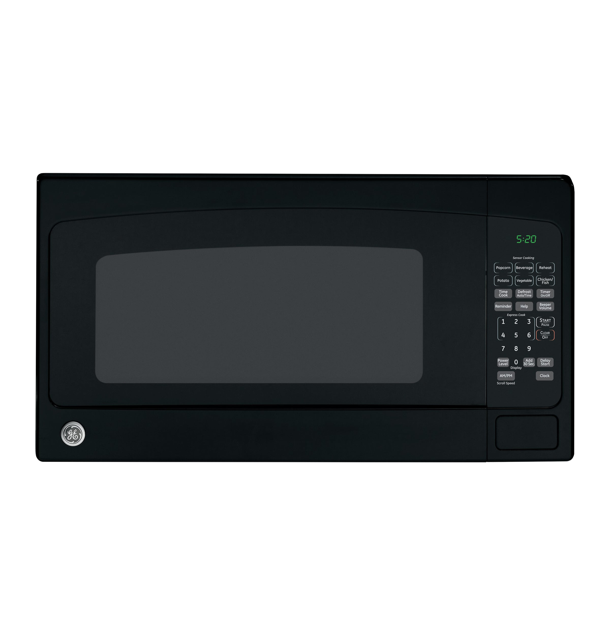 Microondas de encimera GE de 2.0 pies cúbicos de capacidad (Mayor a 1.5 pies cúbicos) con controles de cocción con sensor de 1200 watts (Negro)