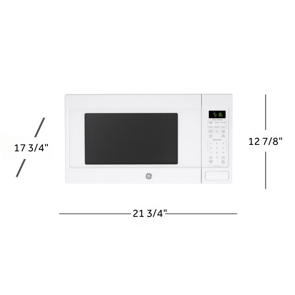 Horno de microondas de sobremesa blanco con controles de cocción por sensor de 1150 watts y capacidad de 1.6 pies cúbicos (más de 1.5 pies cúbicos) de GE