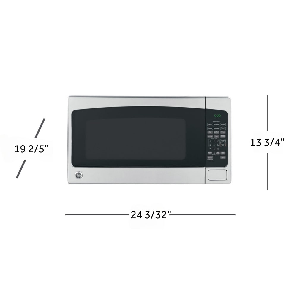 Microondas de mostrador de acero inoxidable de 2.0 pies cúbicos con controles de cocción por sensor de 1200 vatios (mayor a 1.5 pies cúbicos) de GE.