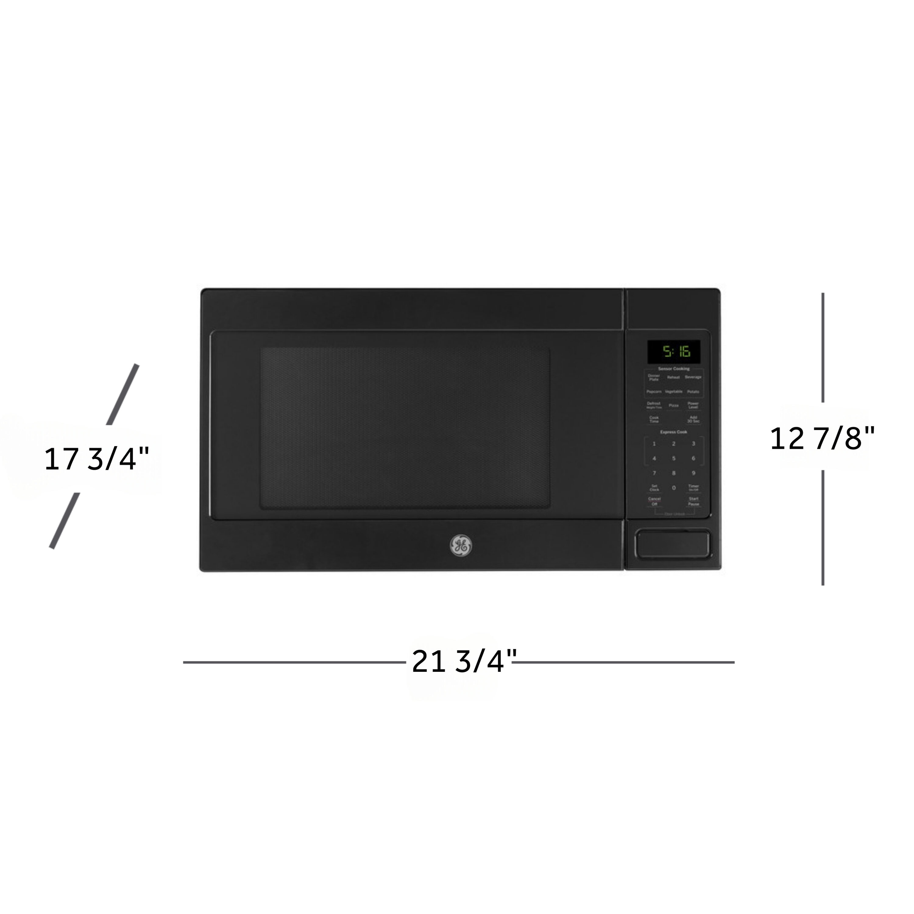 Microondas de Encimera GE de 1.6 pies cúbicos (Más de 1.5 pies cúbicos) 1150 vatios con Controles de Cocción por Sensor (Negro)
