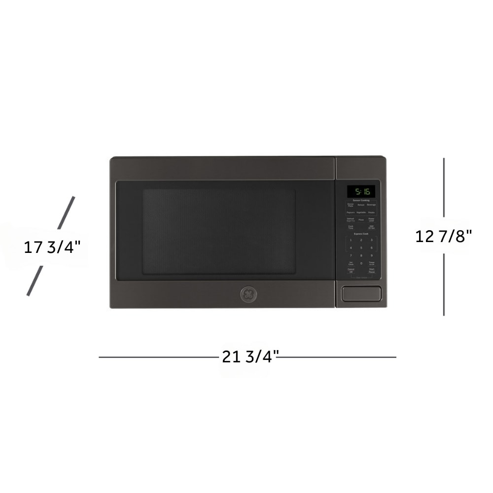 Microondas de encimera GE de 1.6 pies cúbicos (más de 1.5 pies cúbicos) con controles de cocción por sensor de 1150 vatios (acero inoxidable negro)
