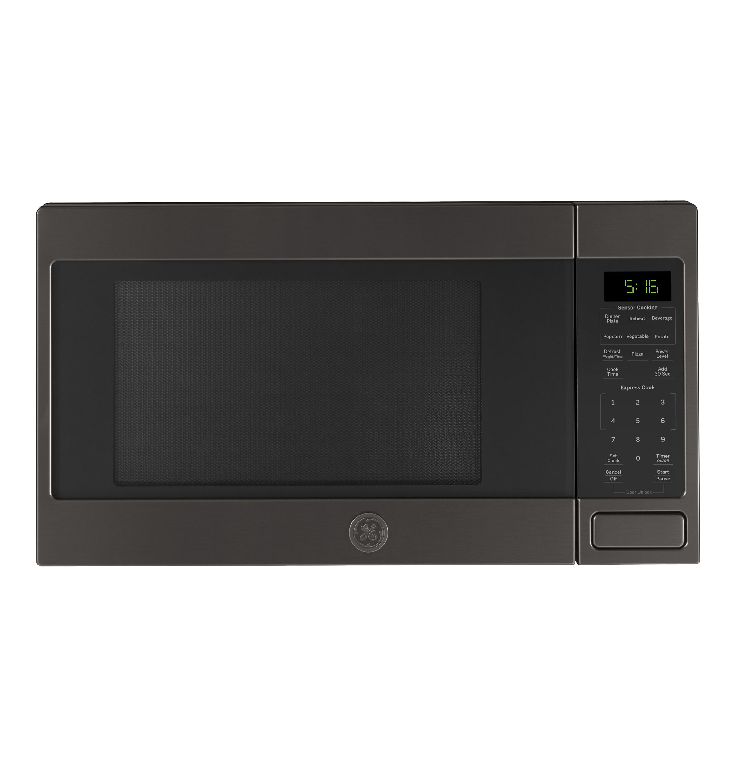 Microondas de encimera GE de 1.6 pies cúbicos (más de 1.5 pies cúbicos) con controles de cocción por sensor de 1150 vatios (acero inoxidable negro)