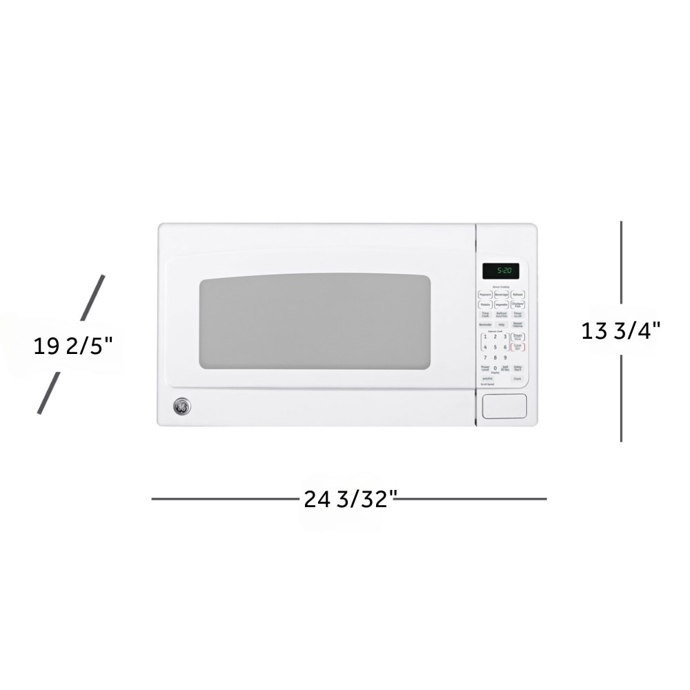Horno de microondas de mostrador GE de 2.0 pies cúbicos grande (Más de 1.5 pies cúbicos) con controles de cocción por sensor de 1200 vatios (Blanco)