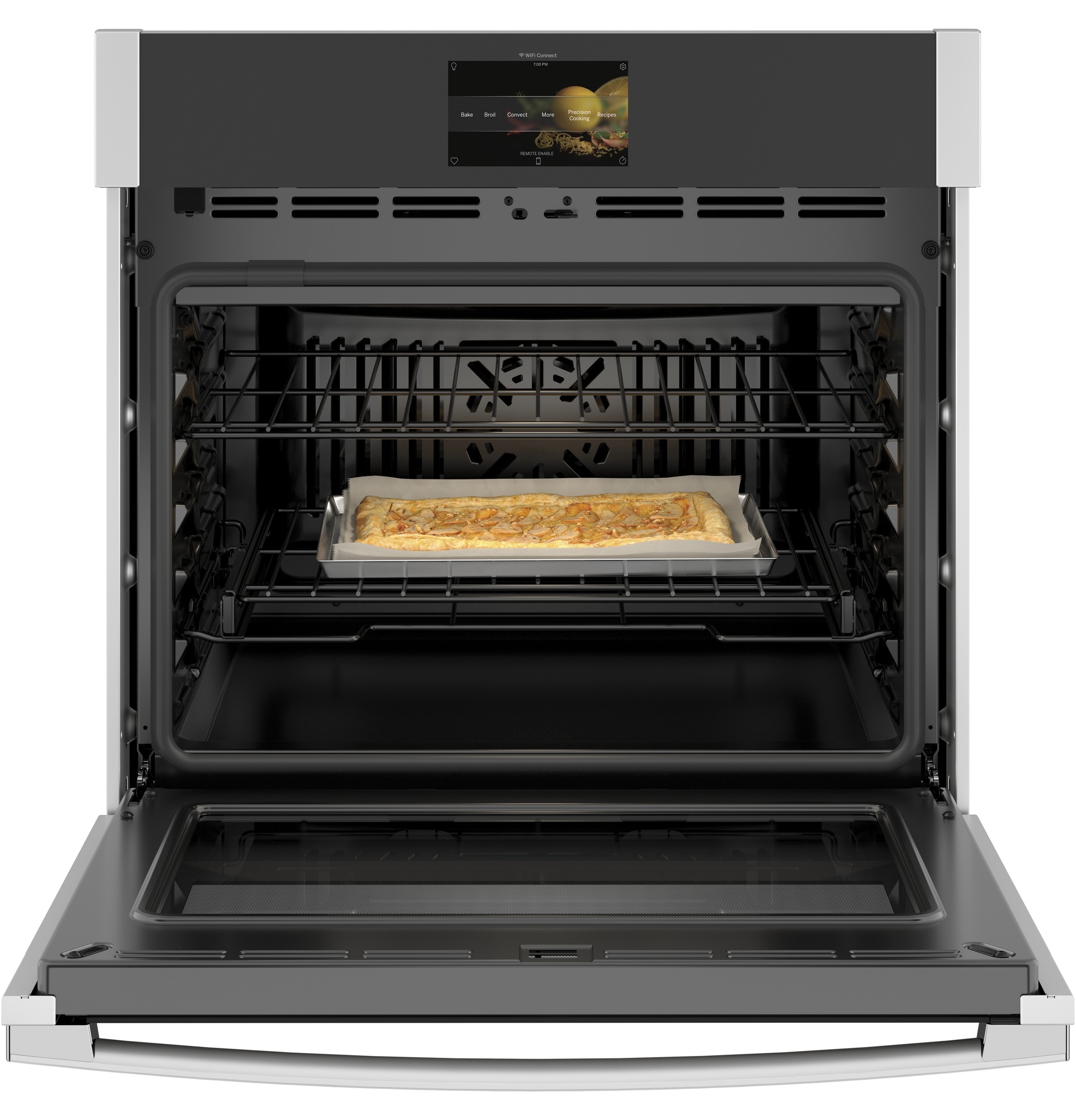 Horno de Pared Eléctrico Individual Inteligente de 30 pulgadas GE Profile con Freidora de Aire, Convección Verdadera y Autolimpieza con Vapor (Acero Inoxidable)