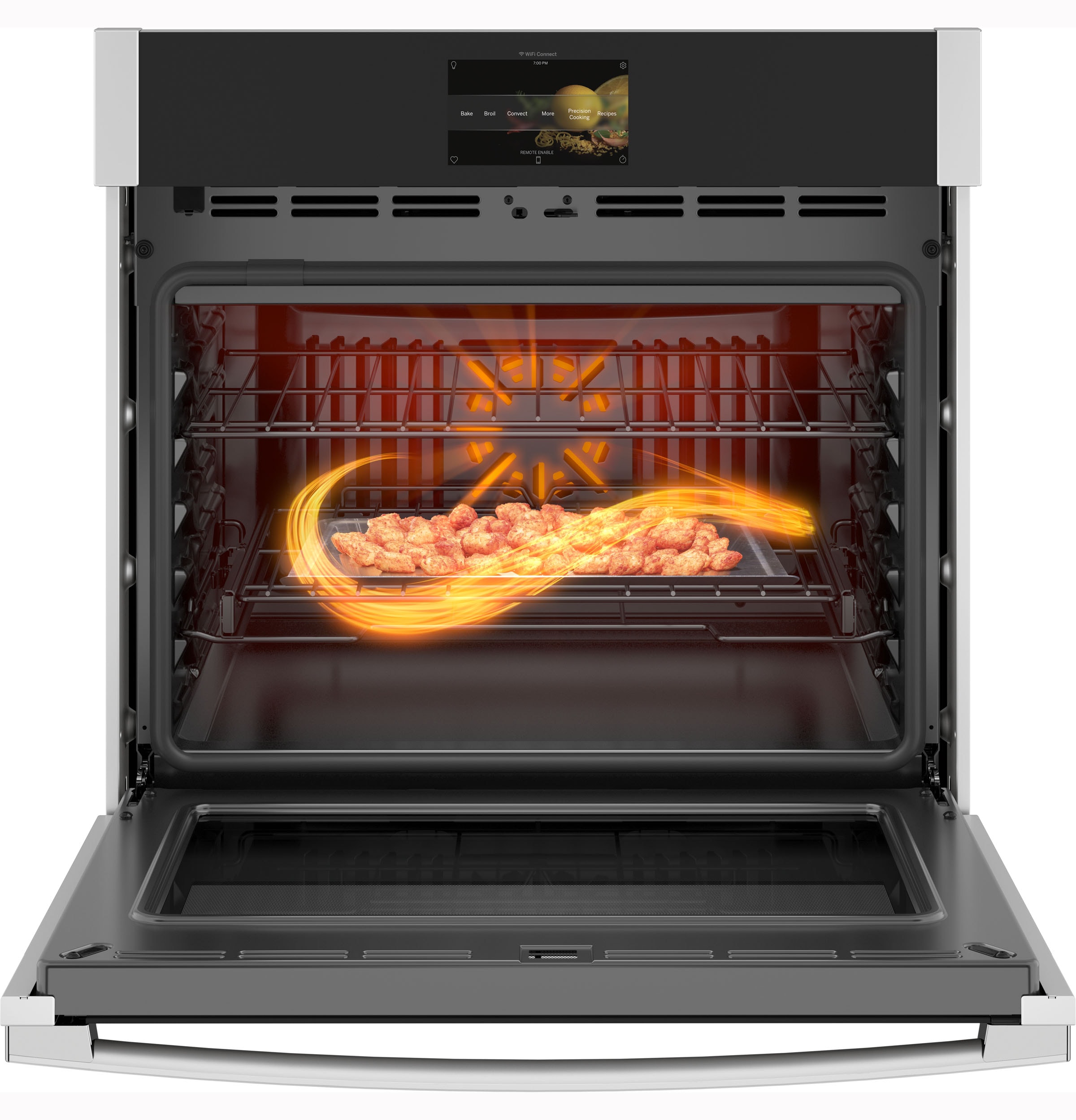 Horno de Pared Eléctrico Individual Inteligente de 30 pulgadas GE Profile con Freidora de Aire, Convección Verdadera y Autolimpieza con Vapor (Acero Inoxidable)