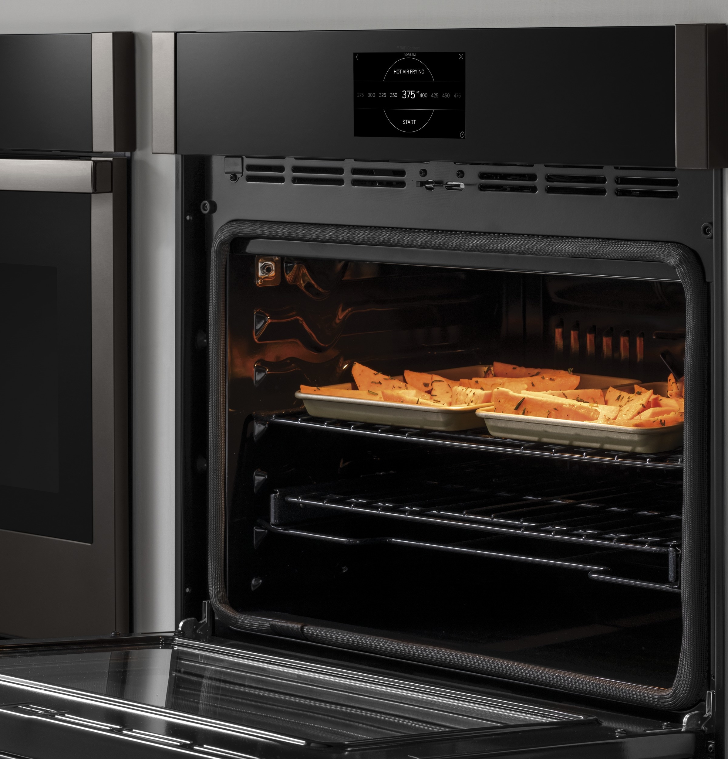 Horno de Pared Eléctrico Individual Inteligente de 30 pulgadas GE Profile con Freidora de Aire, Convección Verdadera y Autolimpieza con Vapor (Acero Inoxidable)
