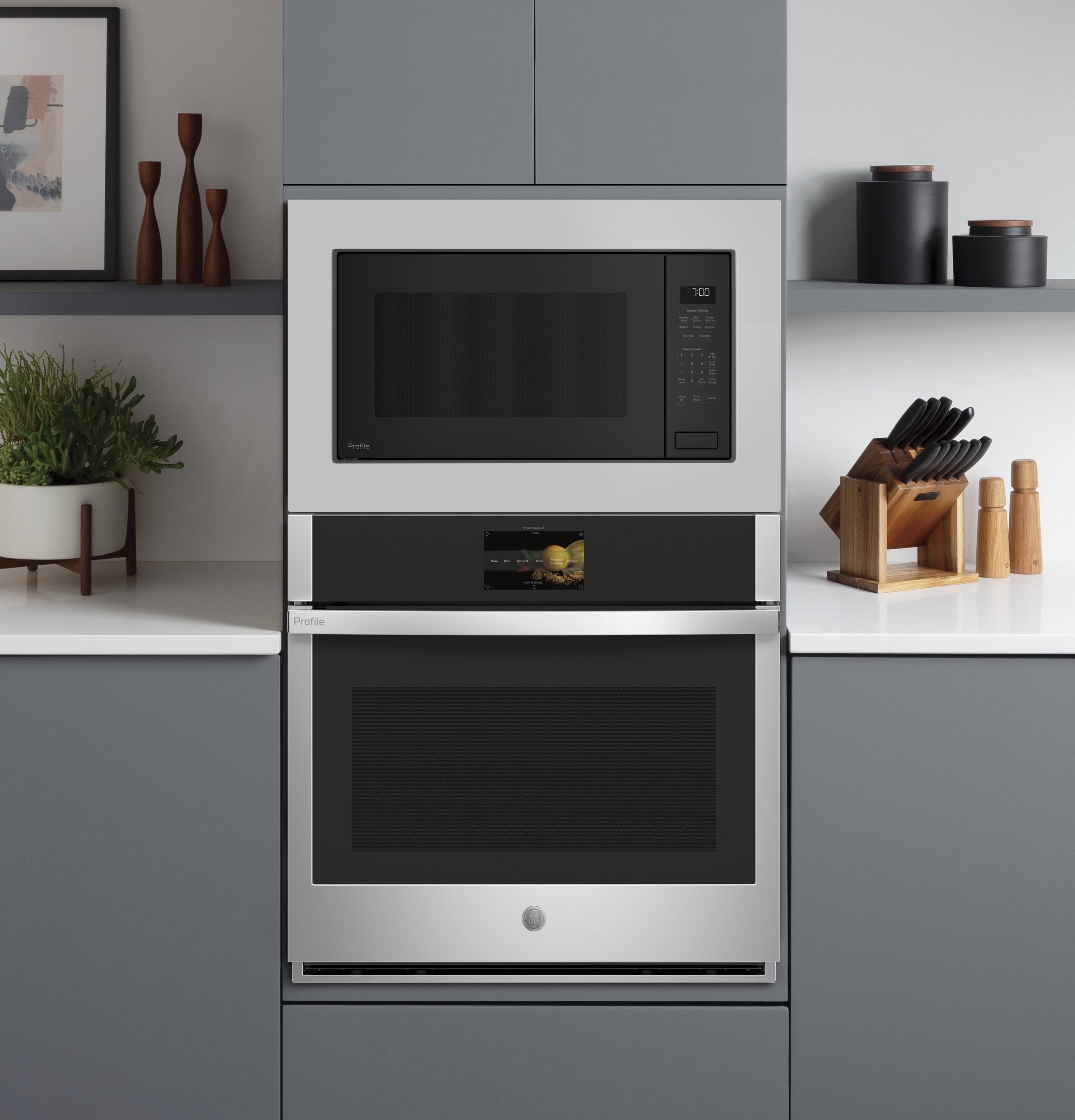 Horno de Pared Eléctrico Individual Inteligente de 30 pulgadas GE Profile con Freidora de Aire, Convección Verdadera y Autolimpieza con Vapor (Acero Inoxidable)