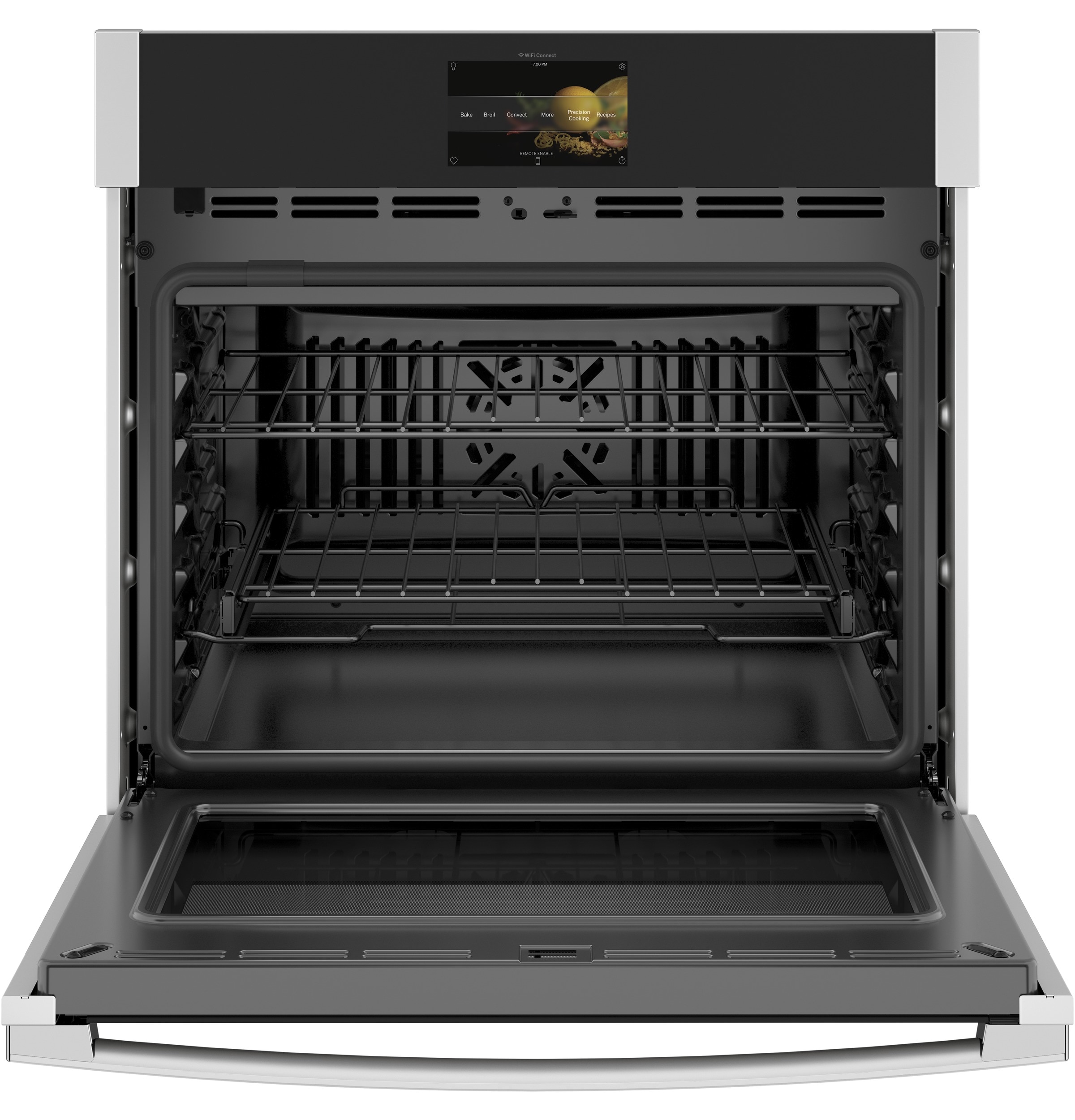 Horno de Pared Eléctrico Individual Inteligente de 30 pulgadas GE Profile con Freidora de Aire, Convección Verdadera y Autolimpieza con Vapor (Acero Inoxidable)